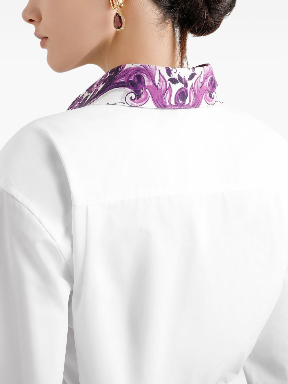 Cotton Shirt With Maiolica Print Details - 4