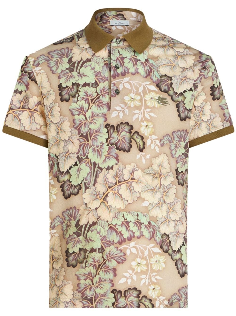 floral-print cotton polo shirt - 1