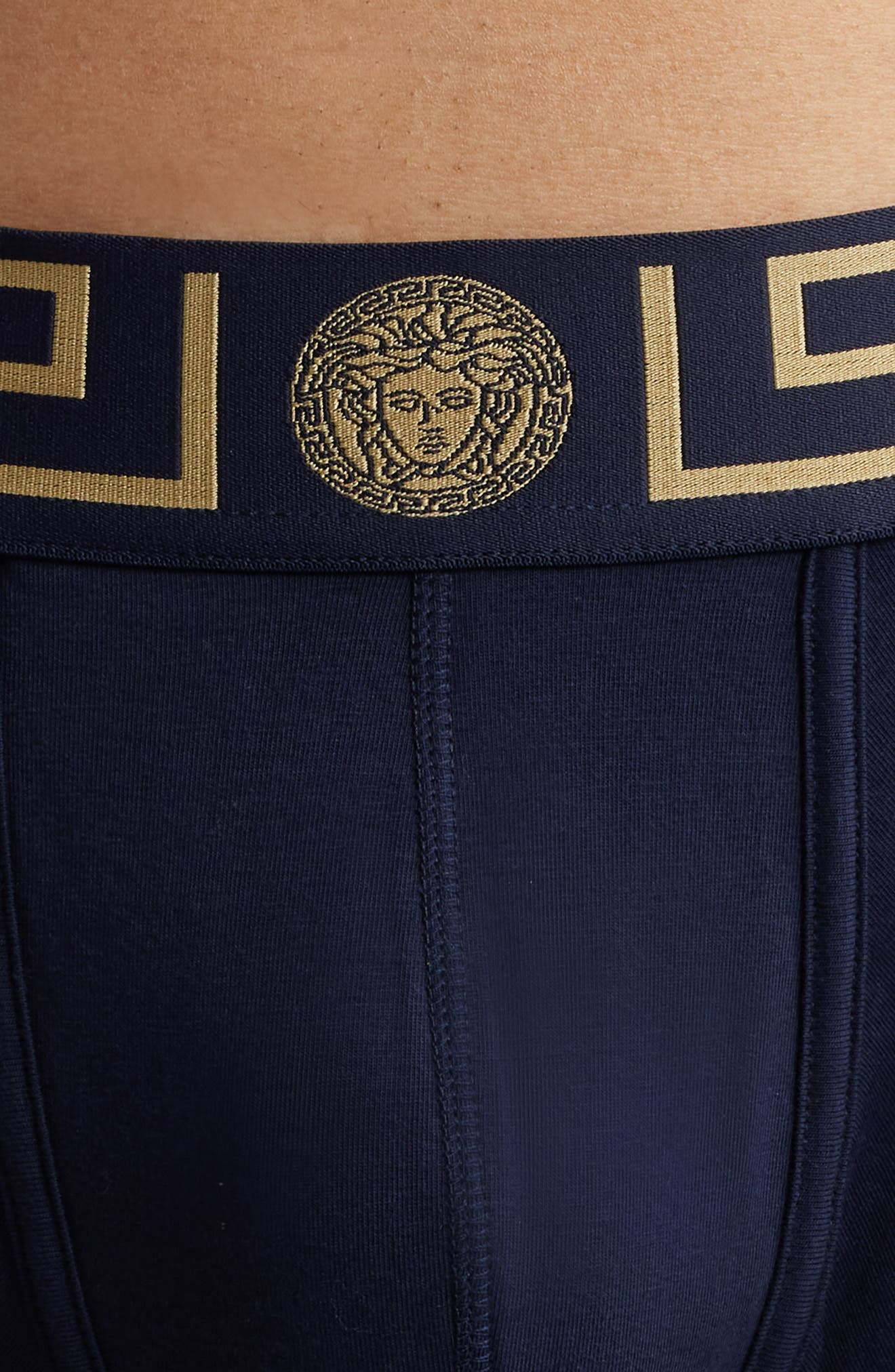 Versace Grecca Band Boxer Briefs in Blue-Gold at Nordstrom - 4