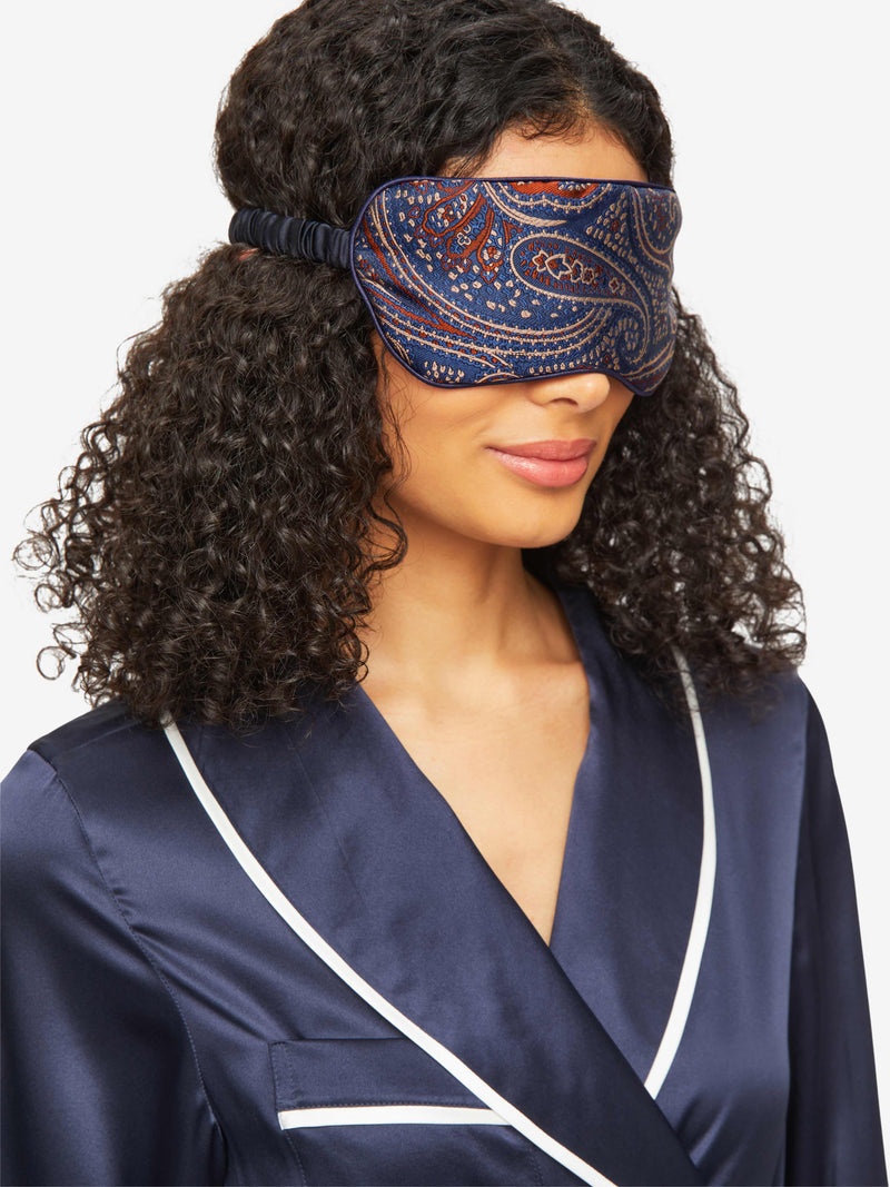 Eye Mask Verona 59 Silk Jacquard Navy - 5