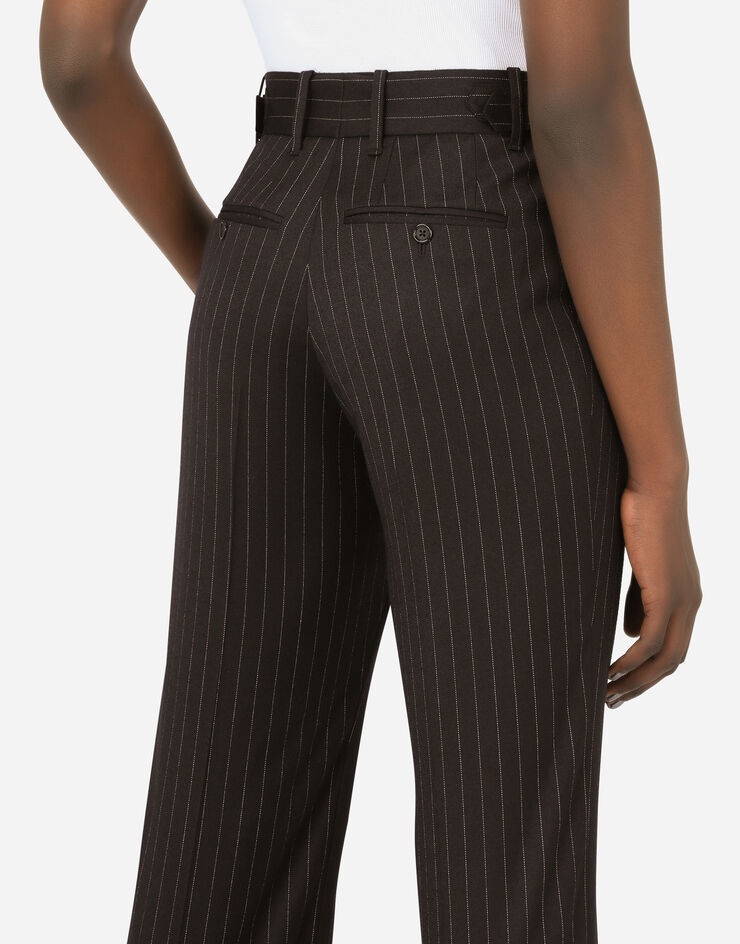 Pinstripe stretch wool pants - 5