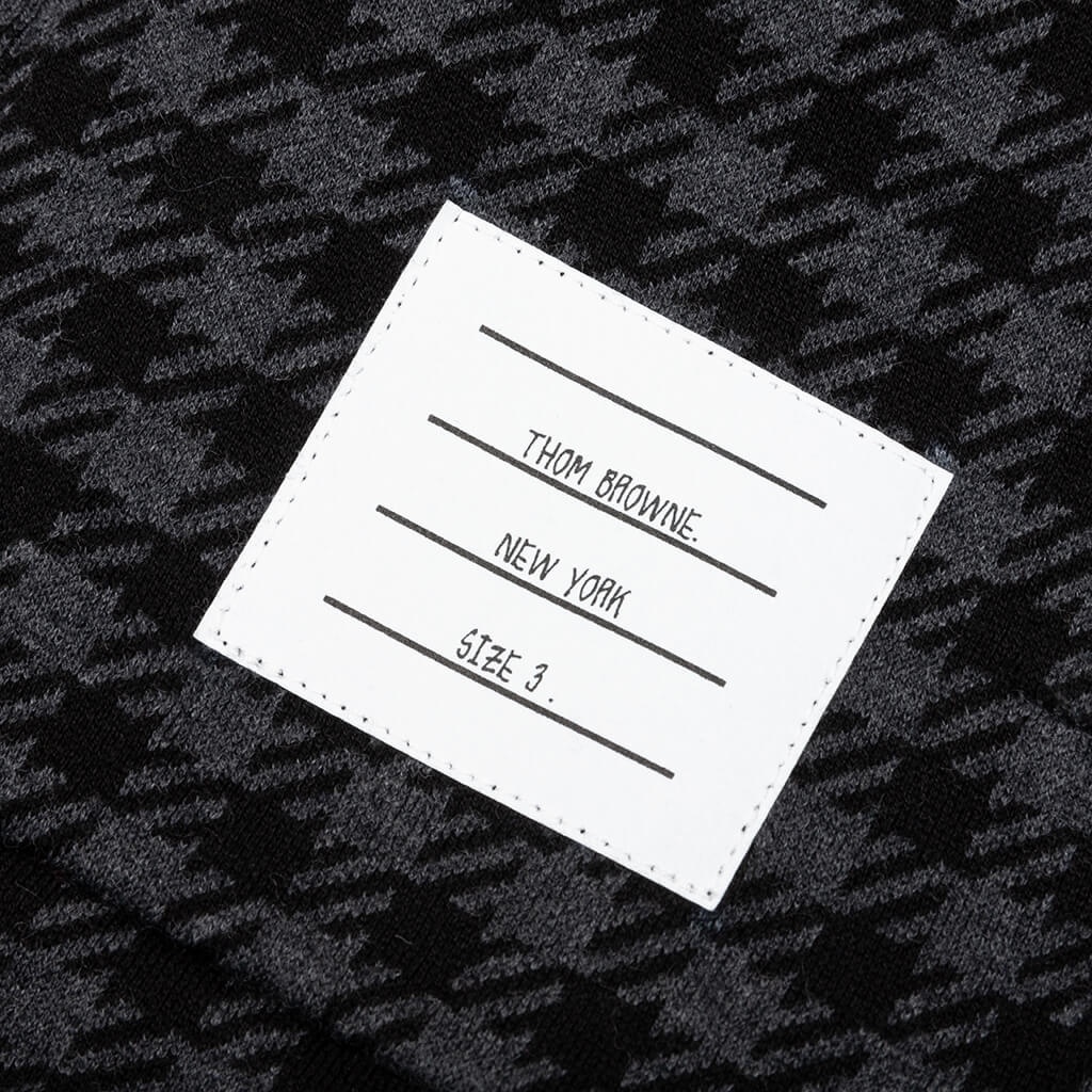THOM BROWNE COTTON GUNCLUB CHECK JACQUARD 4-BAR ZIP HOODIE - BLACK - 3
