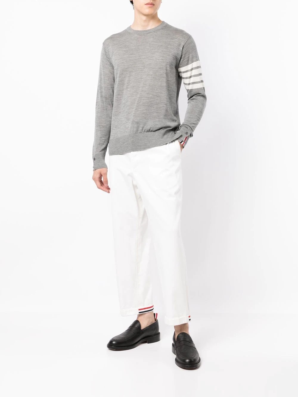 sleeve-stripe crew-neck jumper - 2