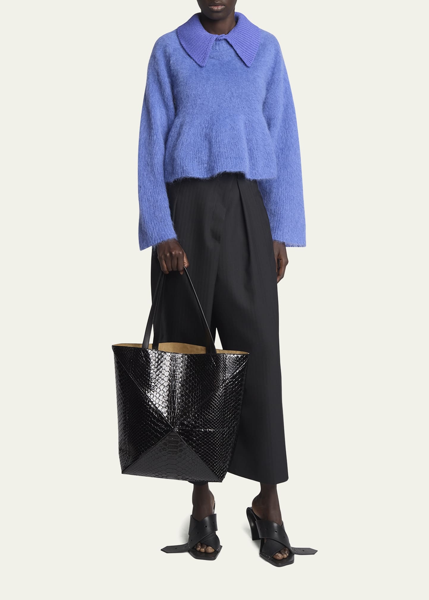 Puzzle Fold Large Patent Python-Embossed Tote Bag - 2