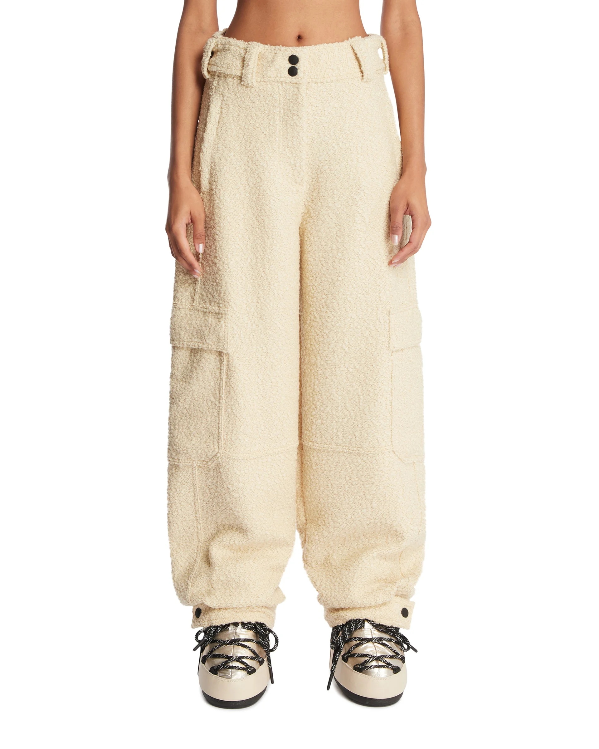 Ivory Wool Cargo Pants - 1