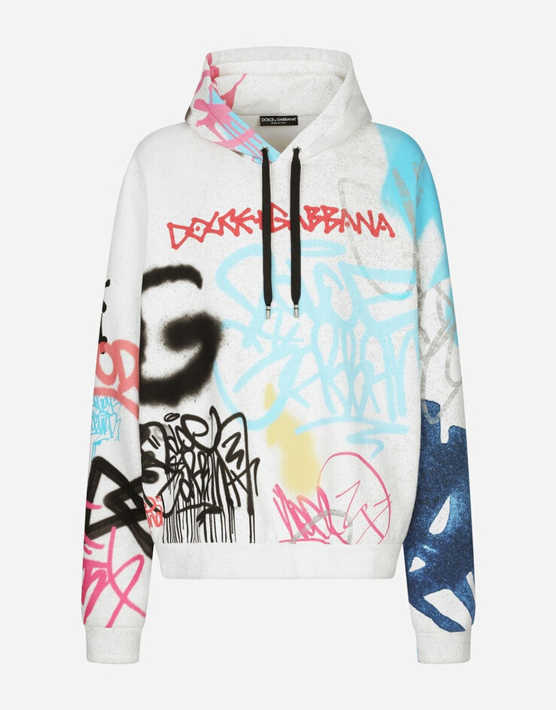 Hoodie with spray-paint graffiti print 3