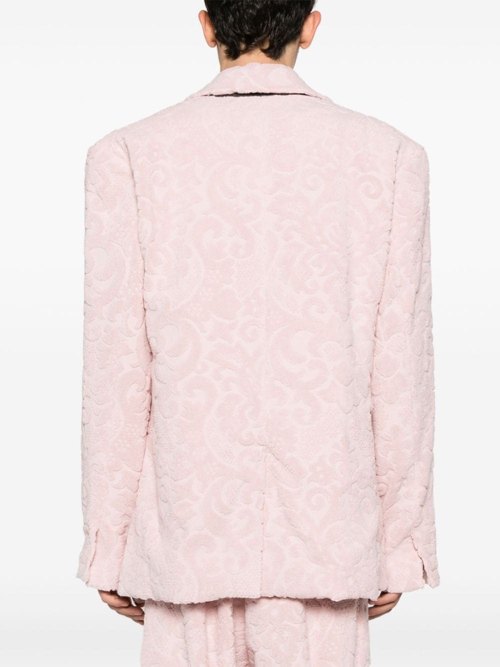 towelling-finish wrap cotton blazer - 4