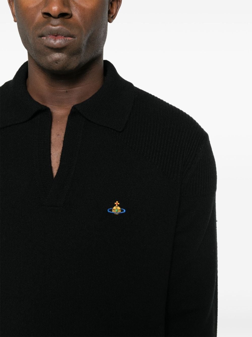 Vivienne Westwood｜V-NECK KNITS (FOOTBALL POLO (27010015 Vivienne Westwood Men's' Football Polo Knit Sweater in Black