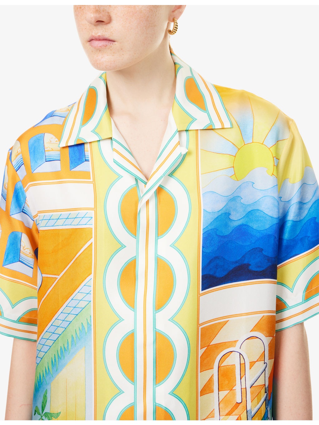 Surreal Pool Cuban-Collar Silk Shirt - 5