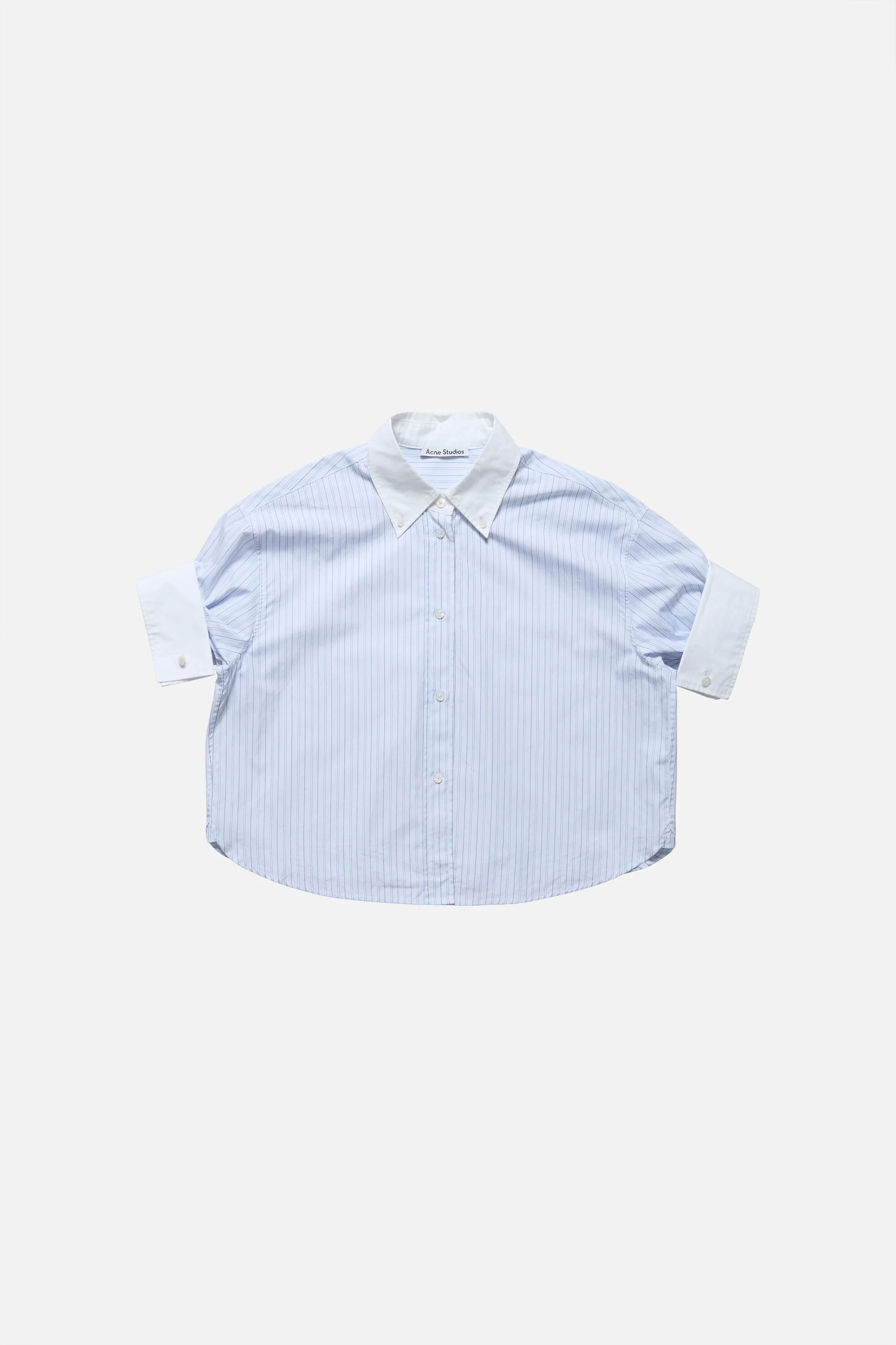 Pinstripe button-up shirt - White/blue - 1