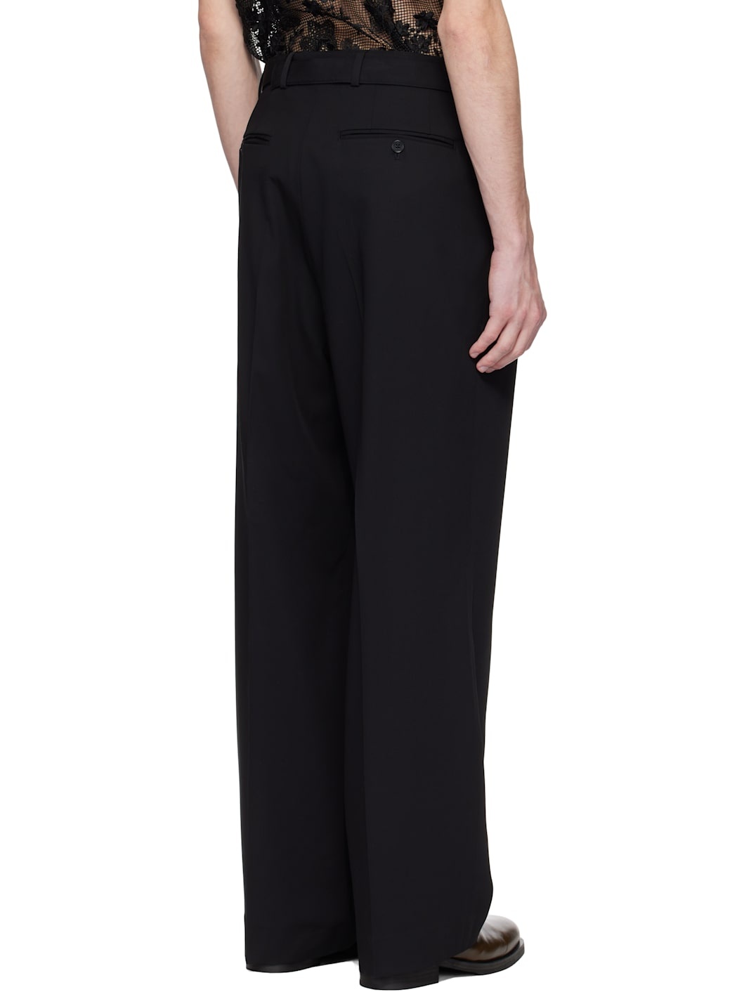 Black Omari Double Pleated Trousers - 3