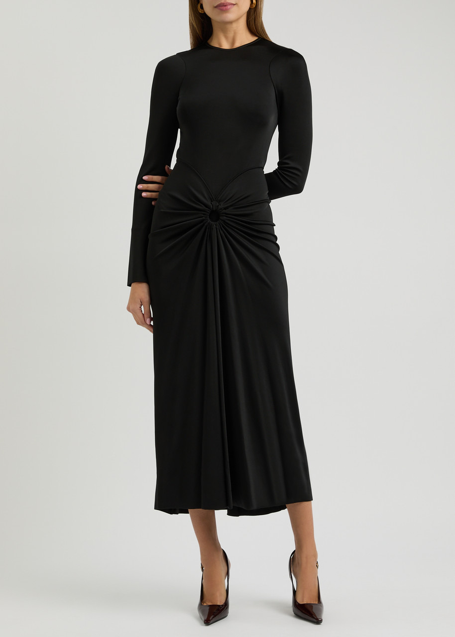 Victoria Beckham Gathered Satin-jersey Midi Dress - 4