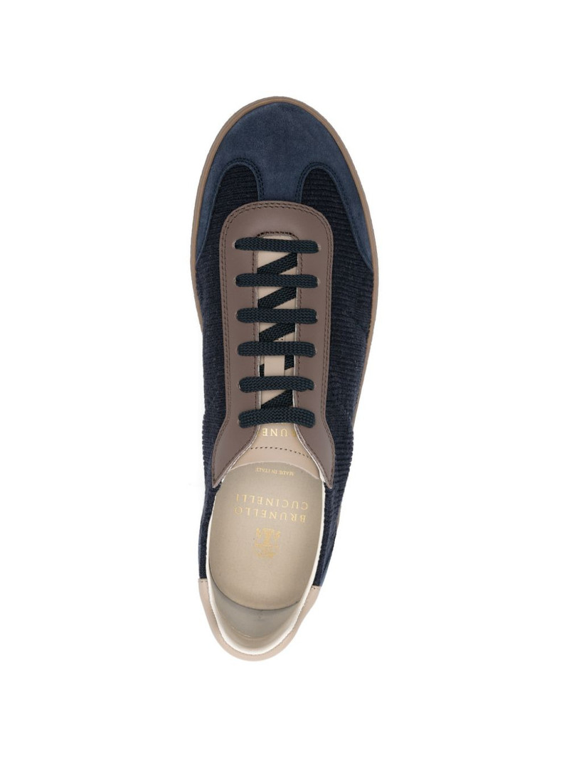 cotton knit, suede and matte calfskin sneakers 4