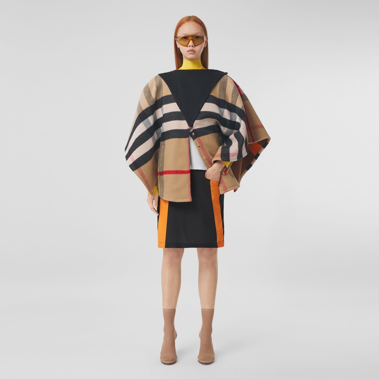 Double-faced Check Cashmere Cape - 2