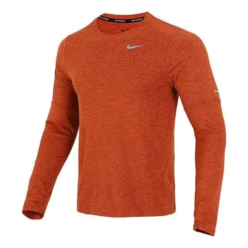 Men's Nike Reflective Logo Training Sports Running Long Sleeves Orange Red T-Shirt DD4755-670 - 1