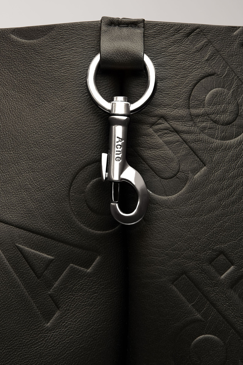 Grain leather tote bag black 5