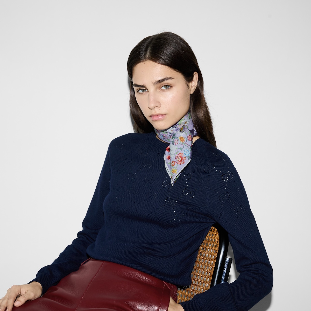 Double G floral print silk carré - 4