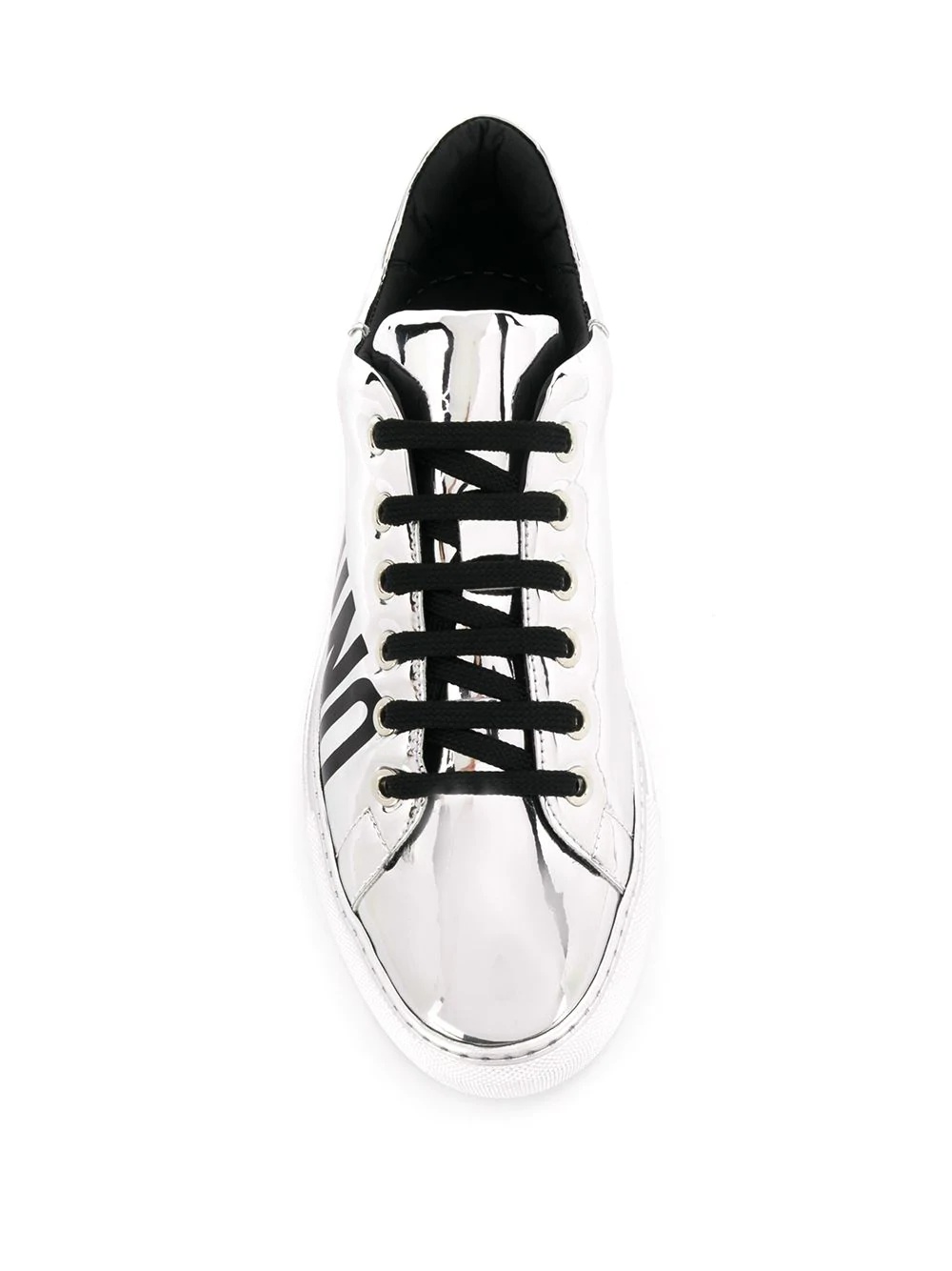 logo-print metallic sneakers - 4