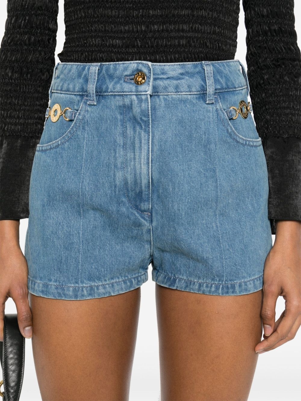 logo-embroidered denim shorts - 5