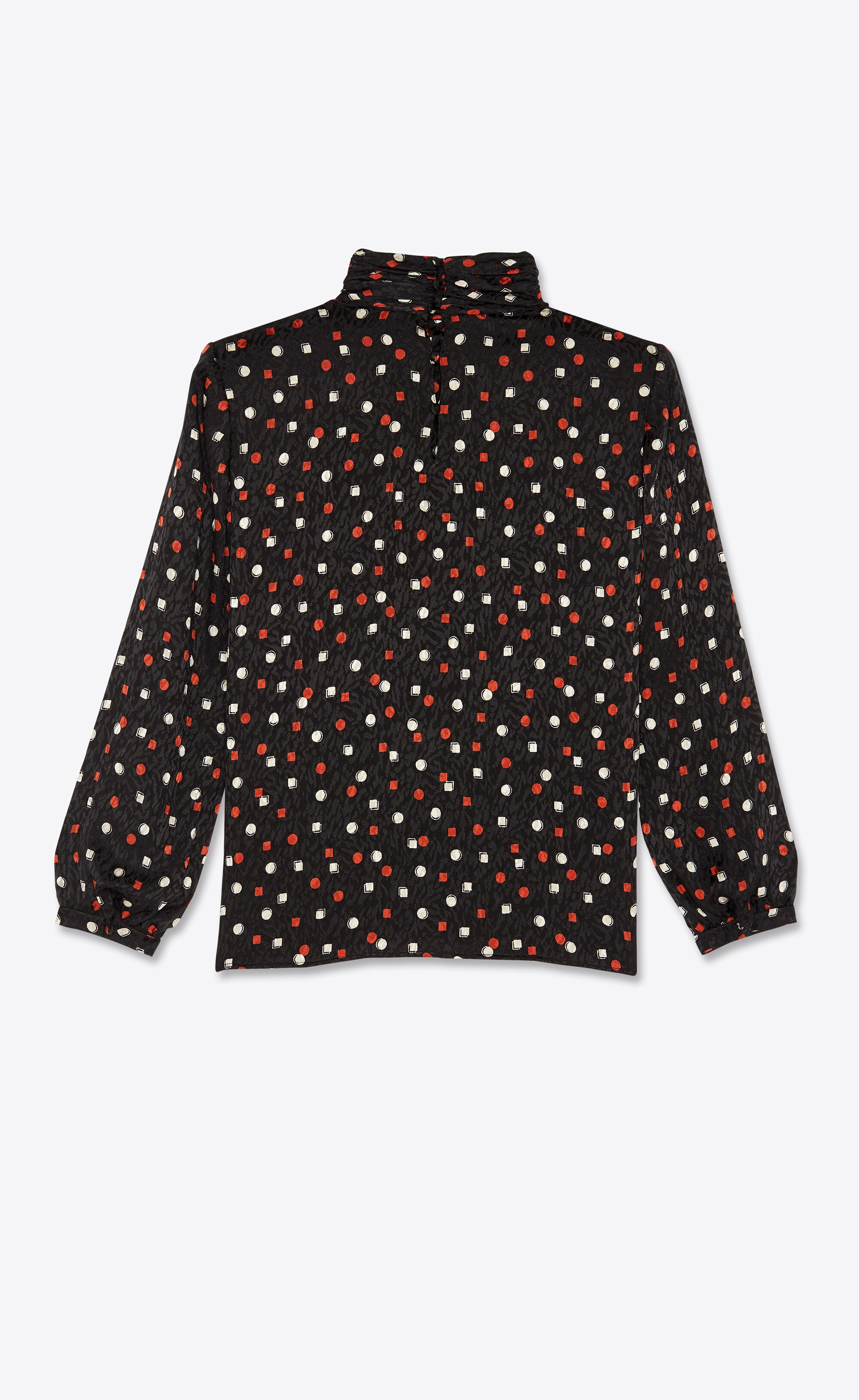 geometric-print turtleneck blouse in silk jacquard - 2