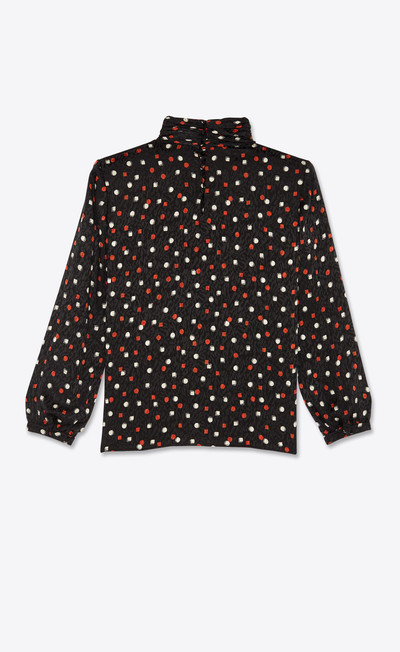 SAINT LAURENT geometric-print turtleneck blouse in silk jacquard outlook