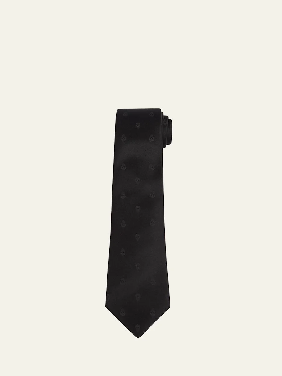 Men's Satin Skull Jacquard Tie - 1