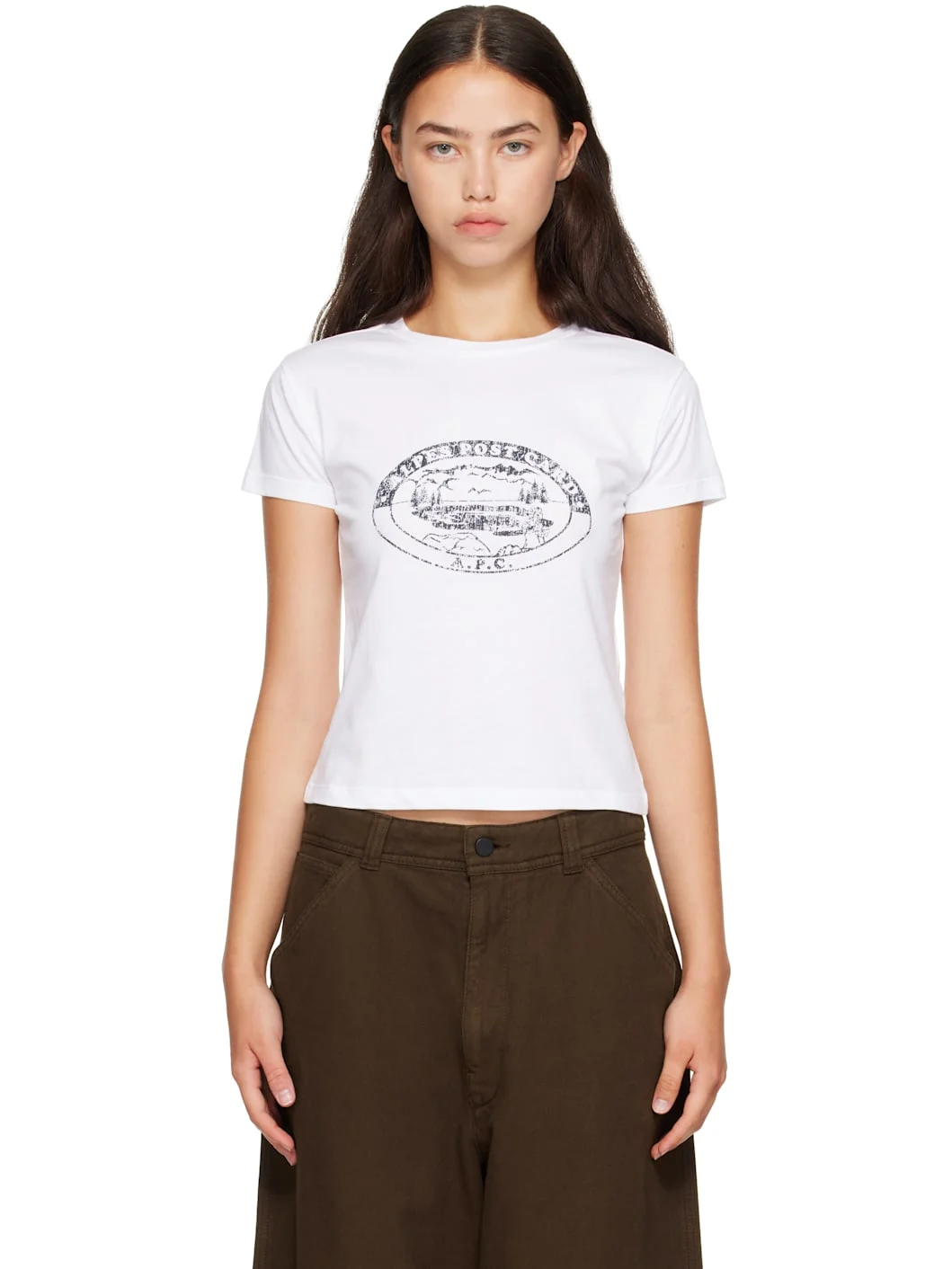 White Vintage-Effect Camping Logo T-shirt - 1