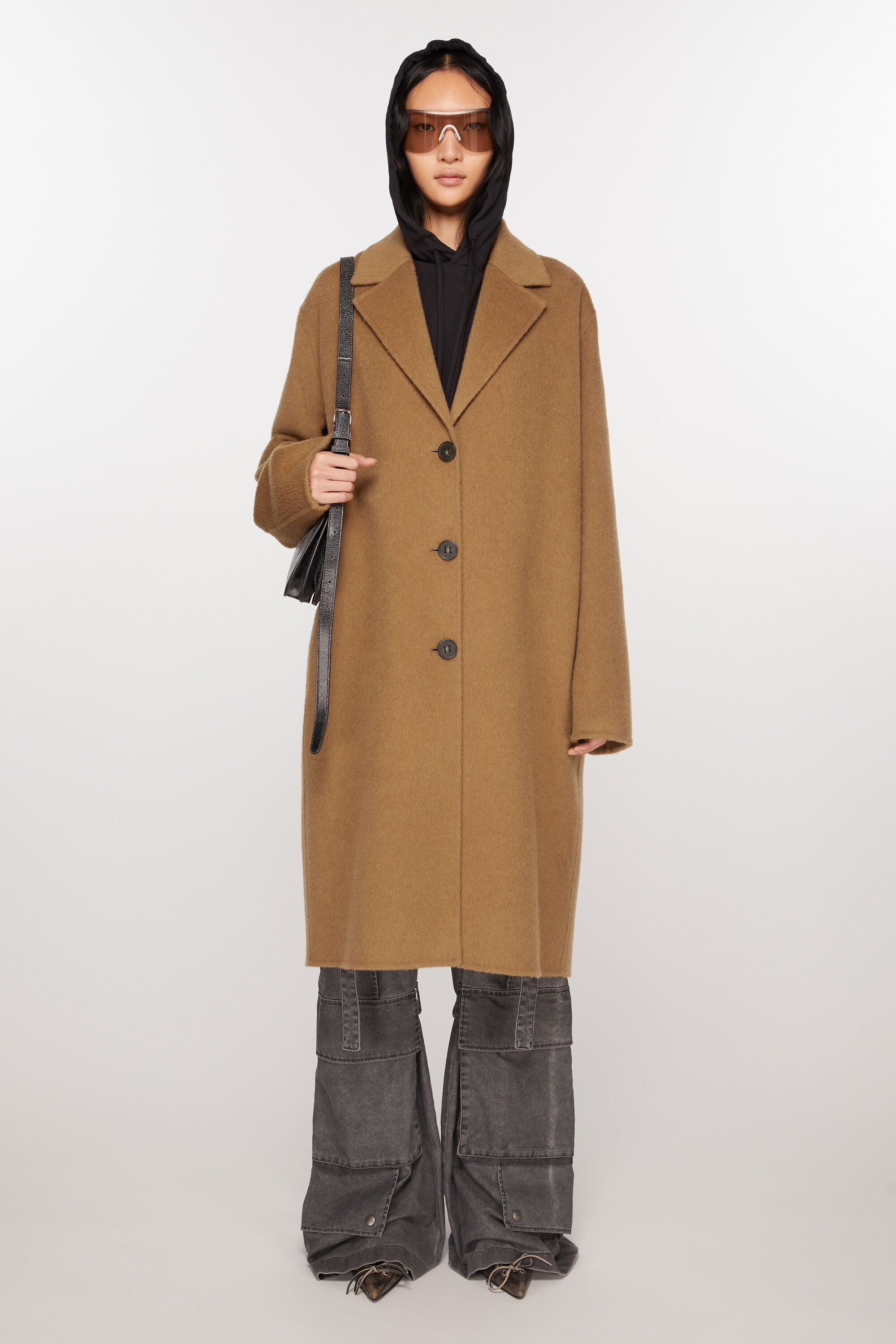 Single-breasted wool coat - Camel Beige - 2