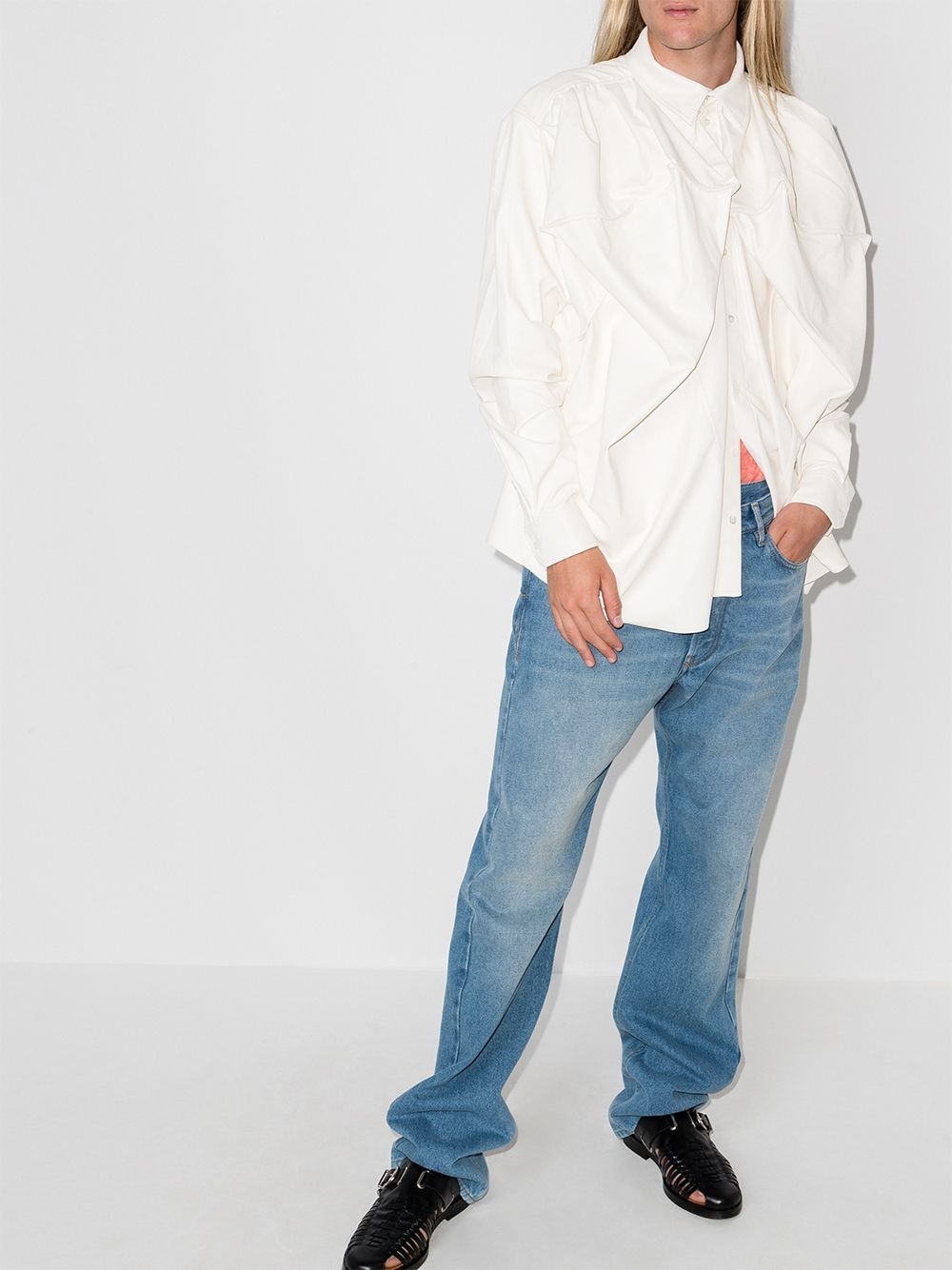 Pop Up draped-detailing shirt - 5