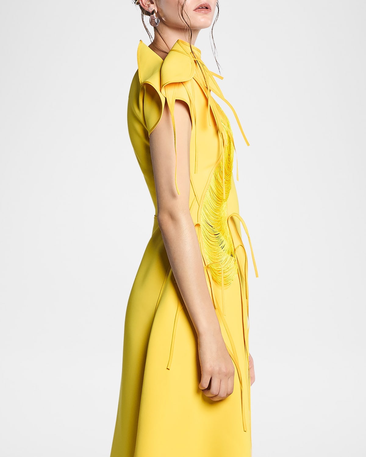 Alena Fringe Applique Slit Gown - 4
