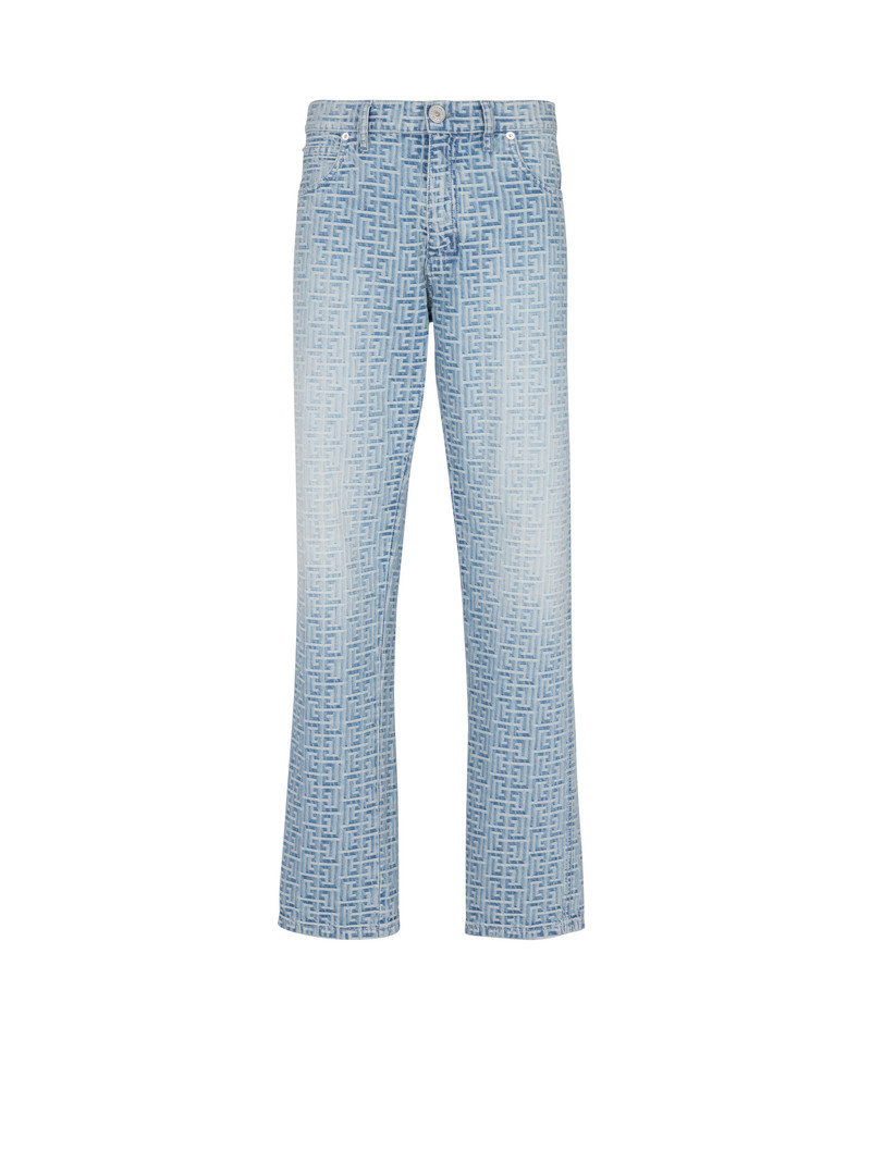 Monogrammed jacquard denim jeans 1