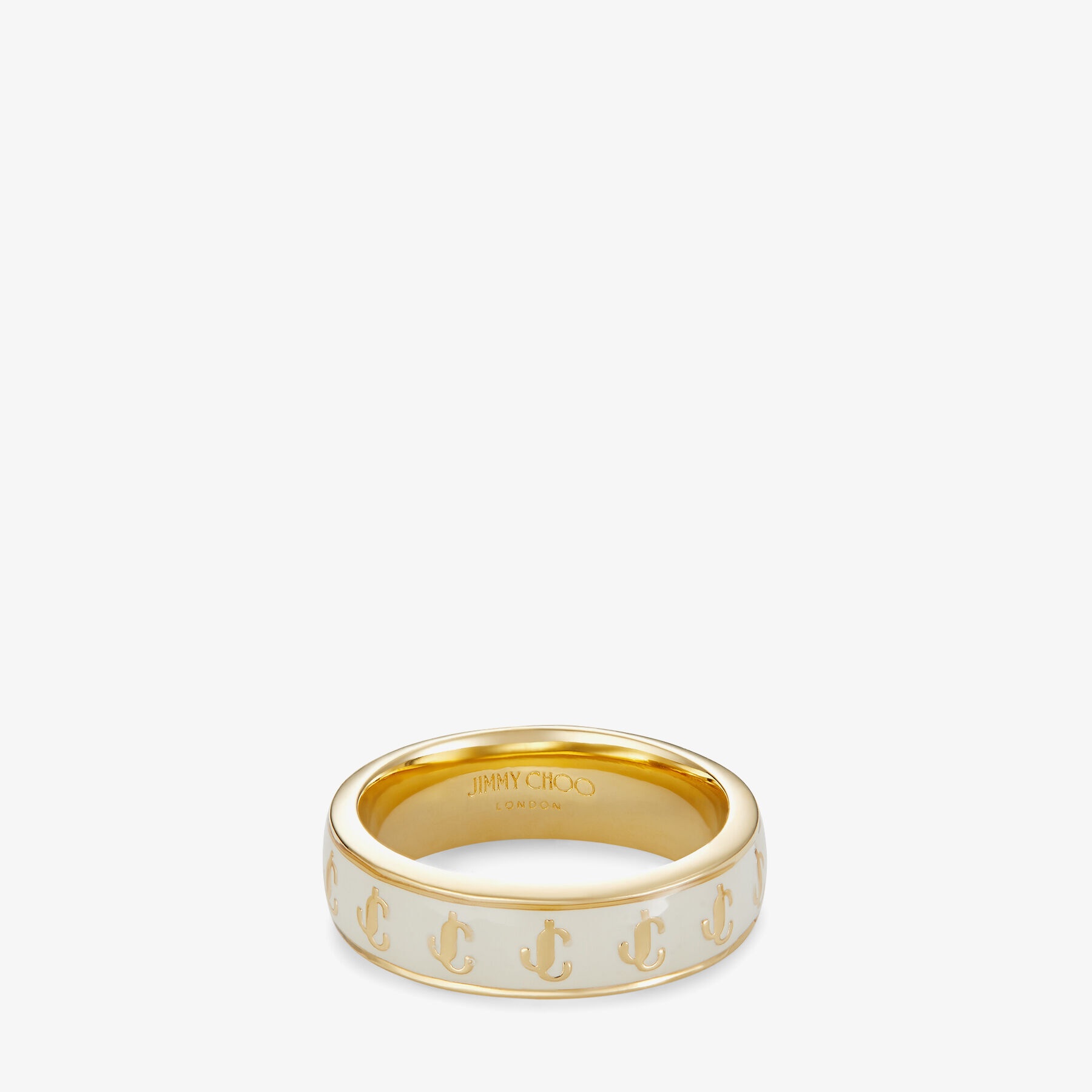 JC Enamel Ring
Gold-Finish Metal and Latte Enamel JC Ring - 1
