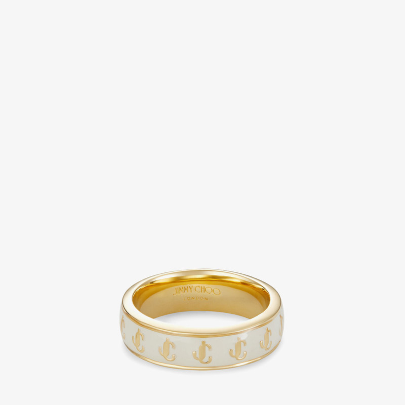 JC Enamel Ring
Gold-Finish Metal and Latte Enamel JC Ring 1