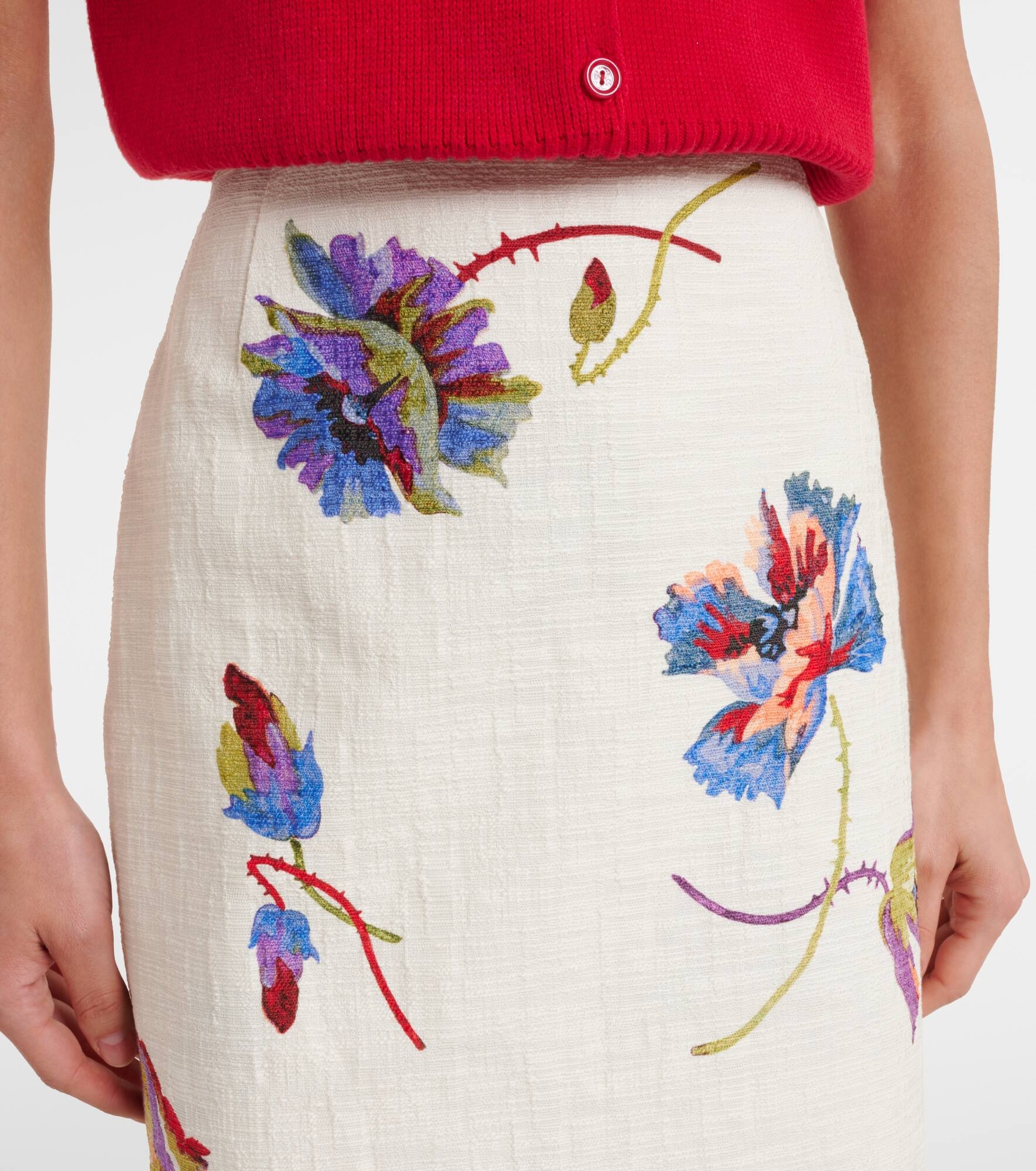 Floral cotton pencil skirt - 4