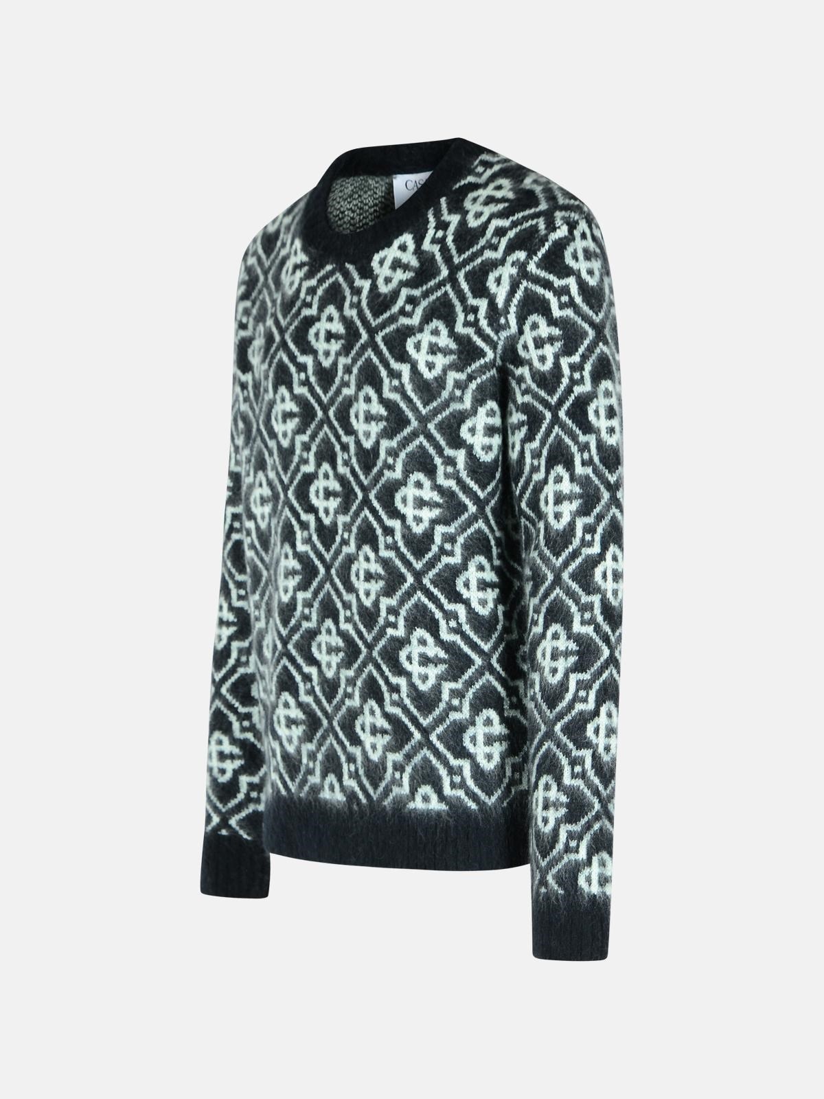 BLACK MOHAIR BLEND MONOGRAMMED SWEATER - 2