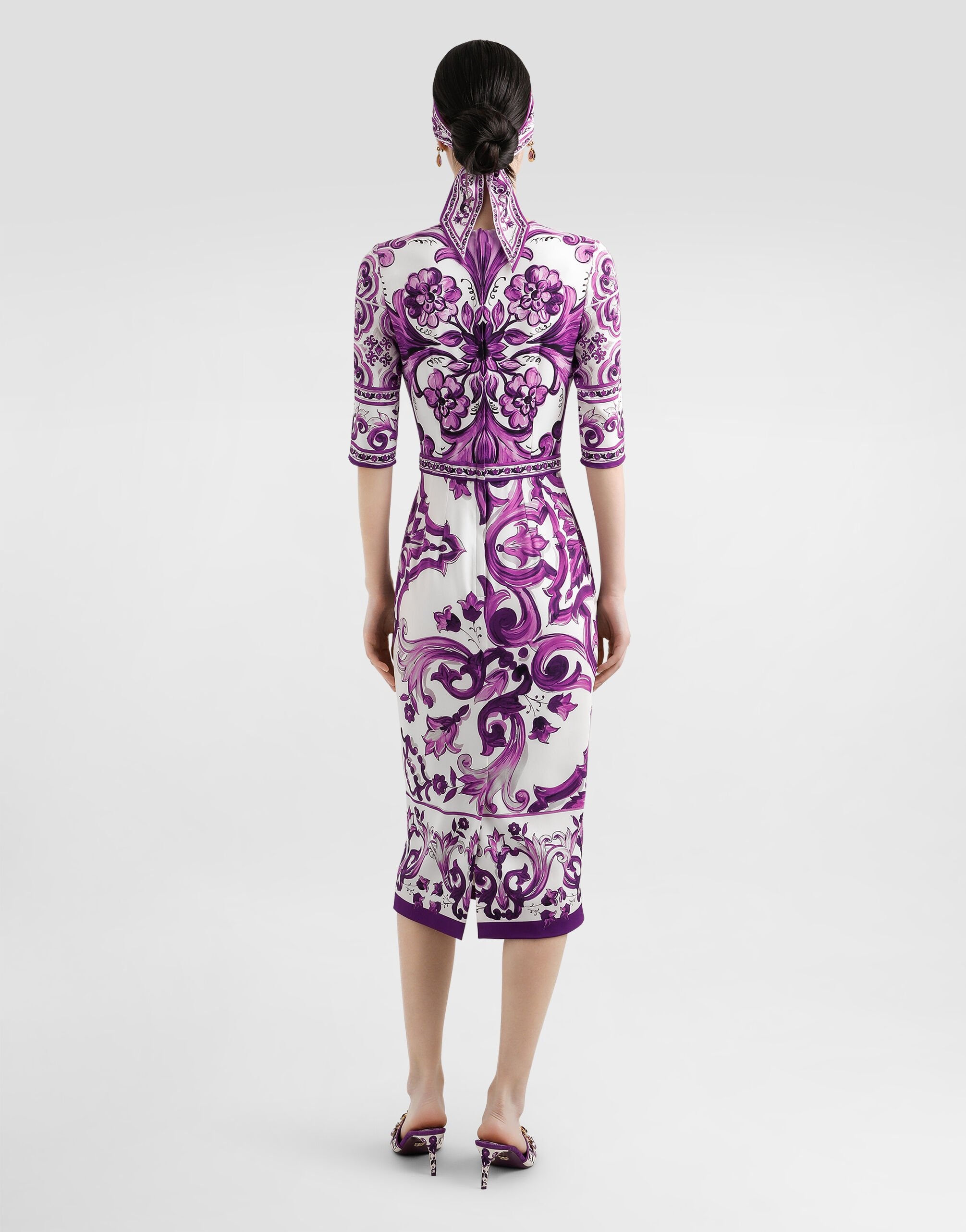 Majolica-print charmeuse dress - 3