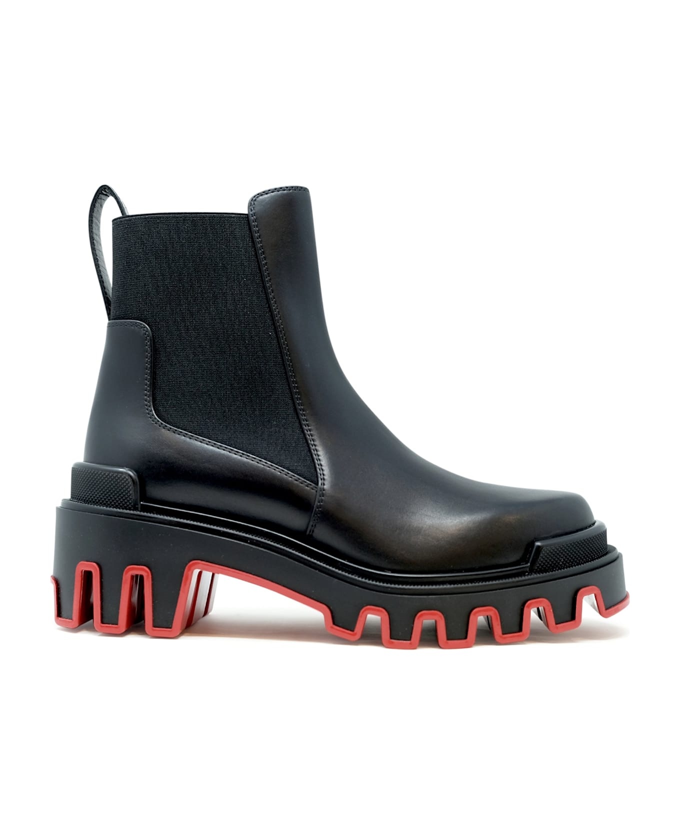 Christian Louboutin Black Calf Leather Wax Marchacroche Dune Flat Ankle Boots - 1