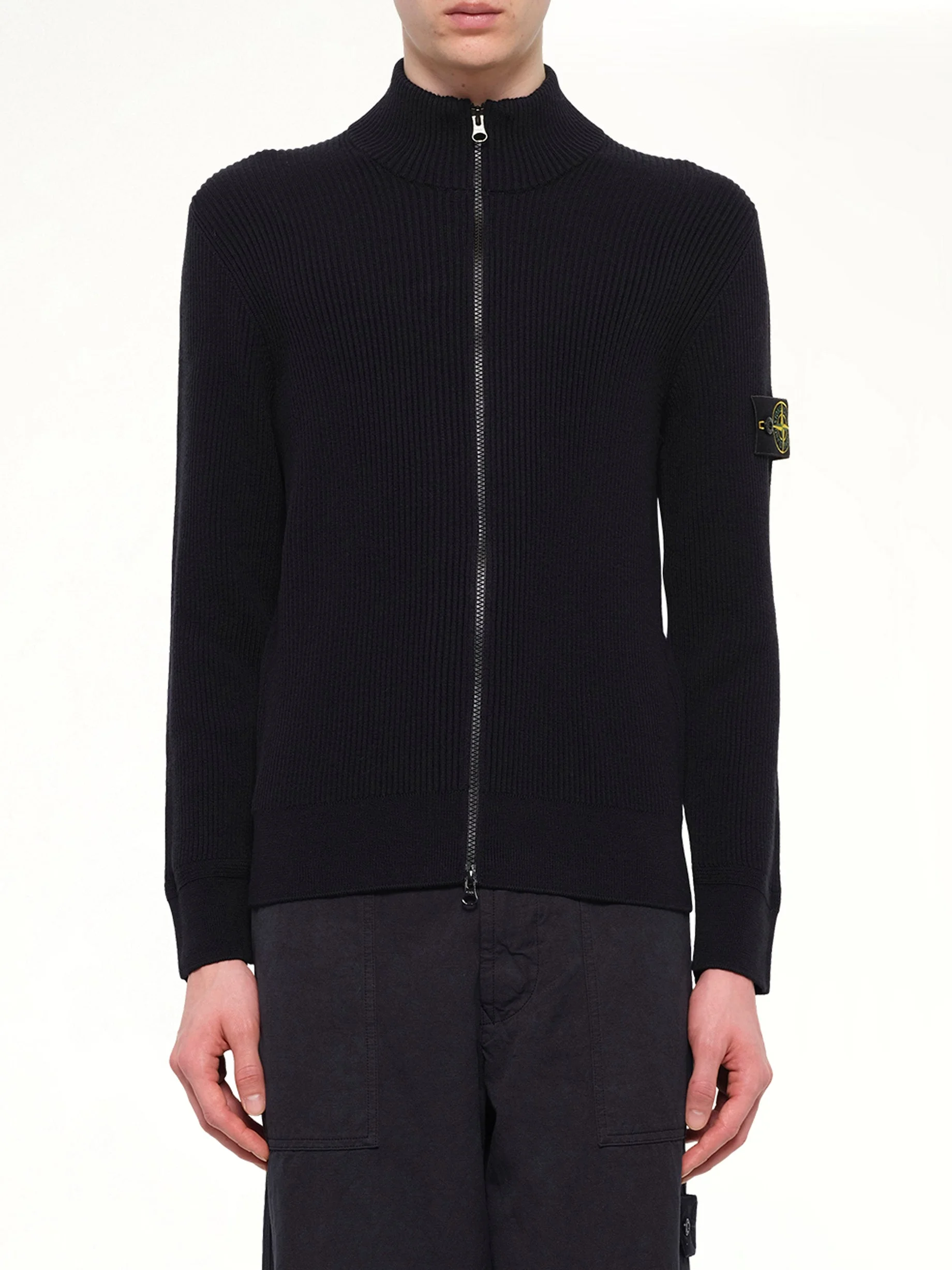5100017 Full Rib RWS Wool Cardigan in Navy Blue - 1