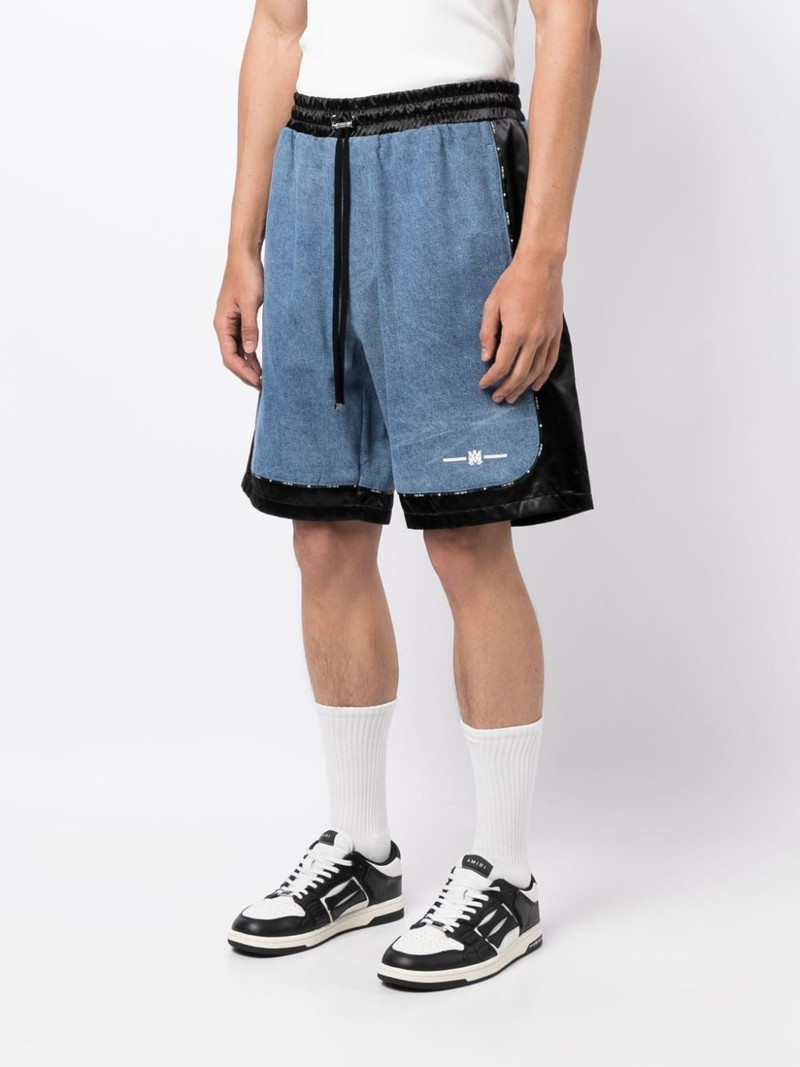 denim-panelled track shorts 3