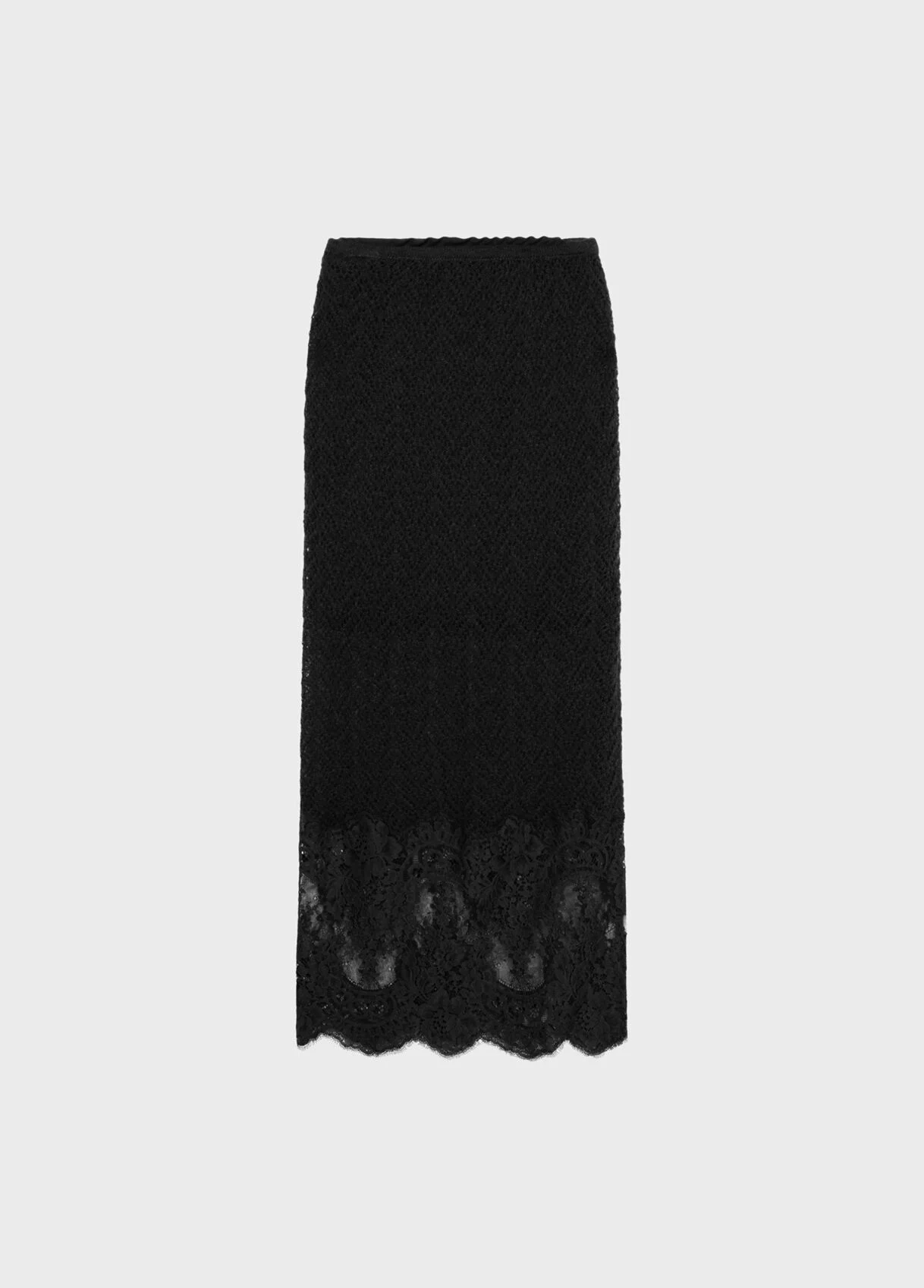 KNITTED MIDI SKIRT WITH LACE - 1