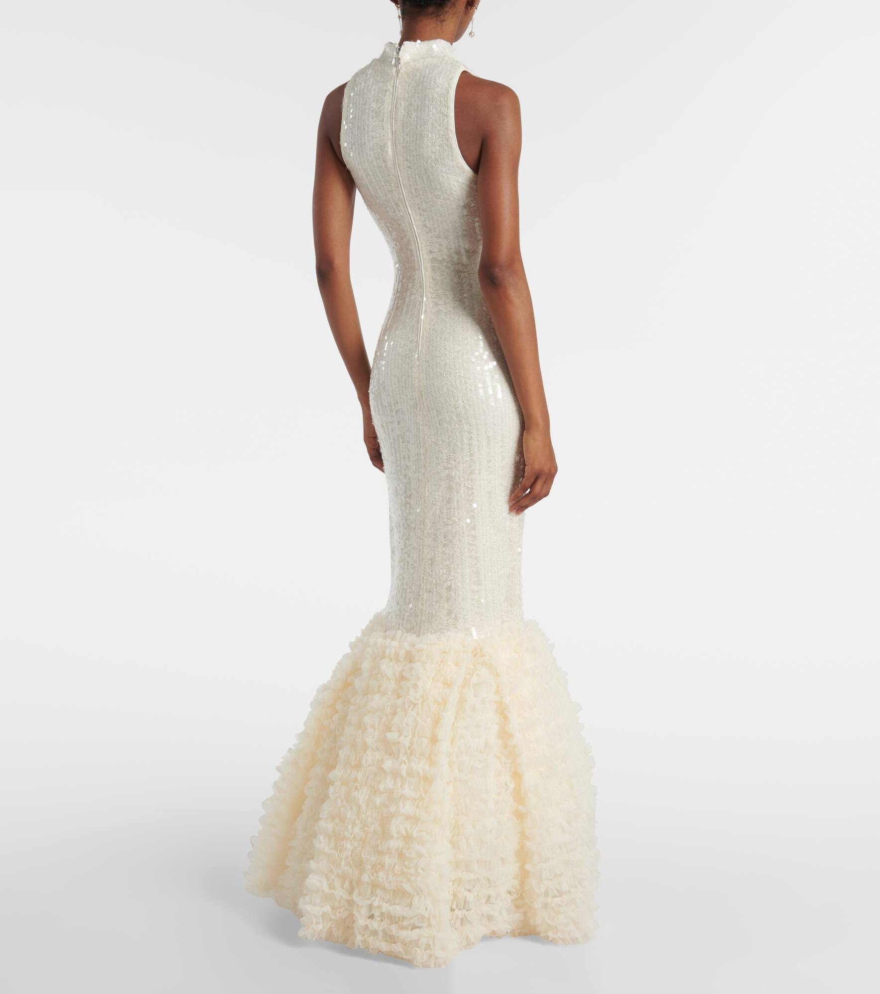 Ruffled sequined halterneck gown - 3