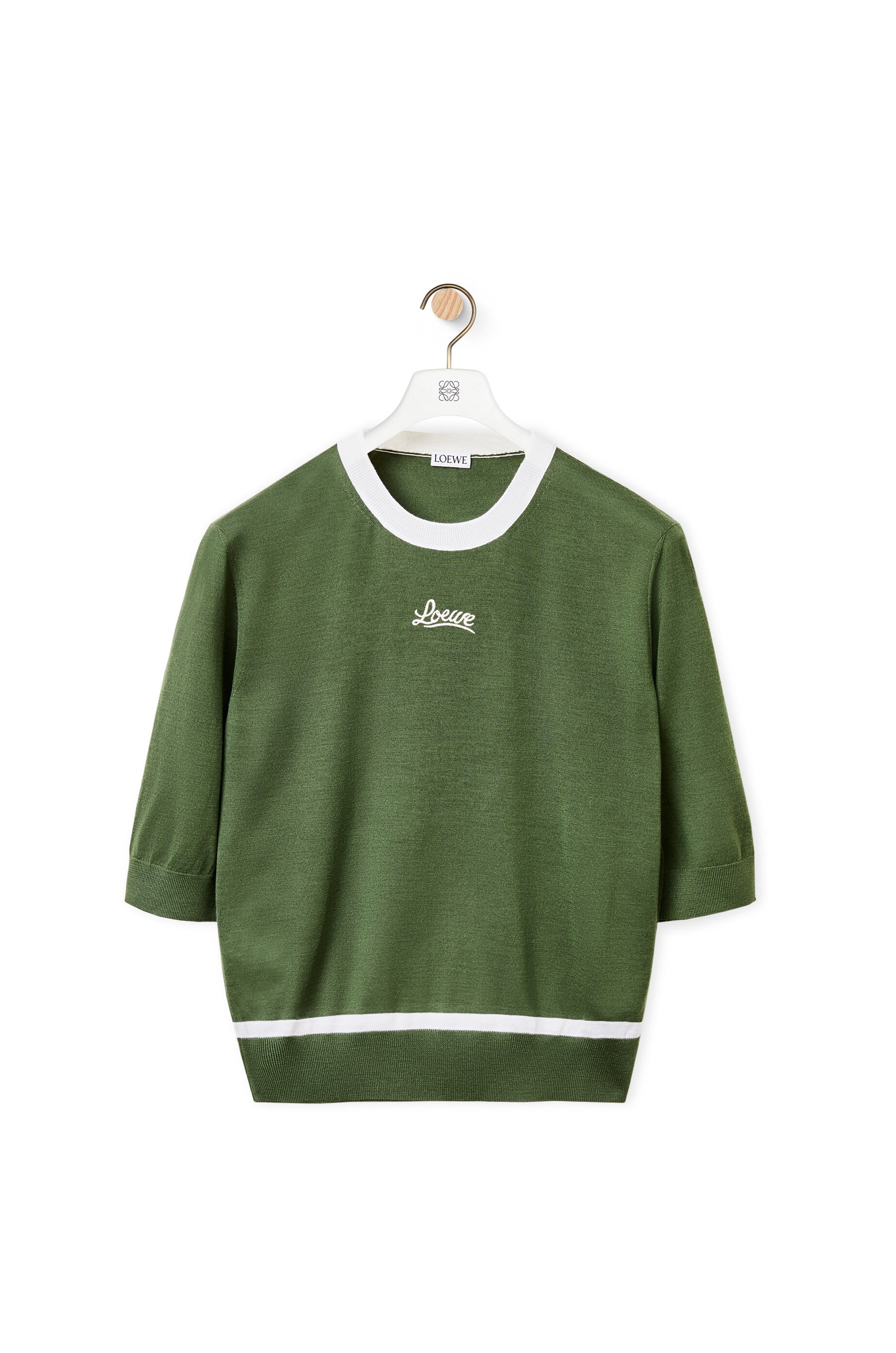 LOEWE lurex embroidered cropped sweater in wool - 1