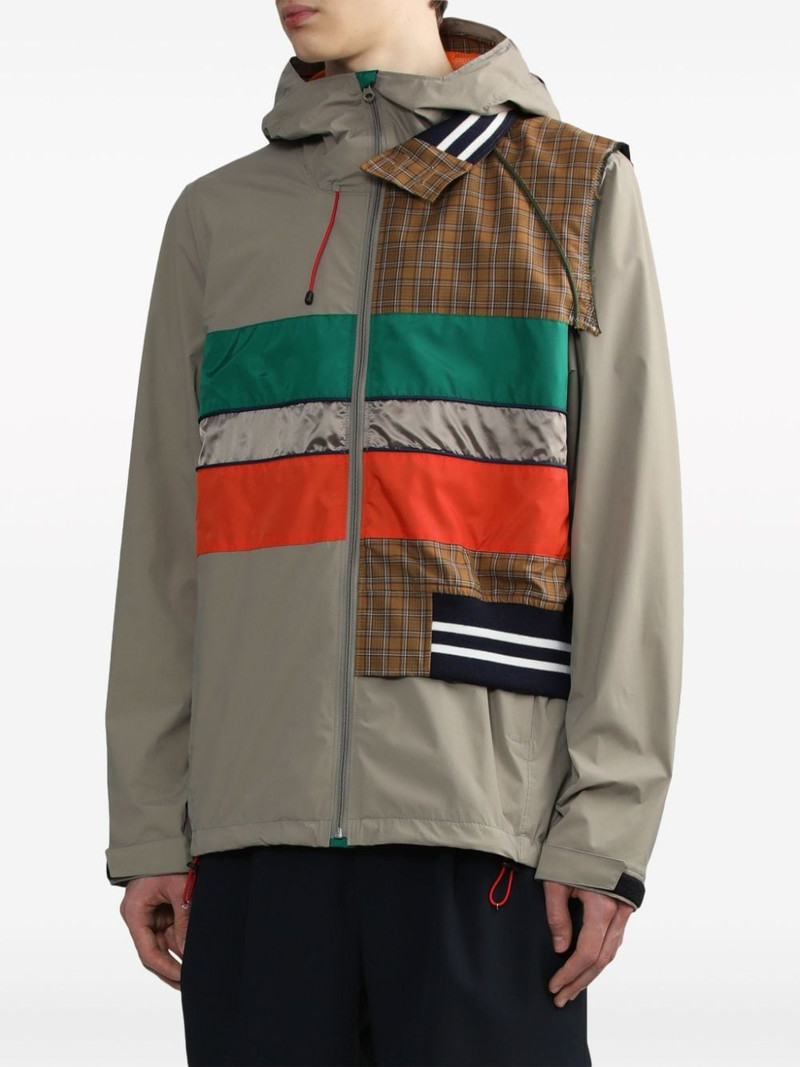 contrasting-panel hooded jacket 3