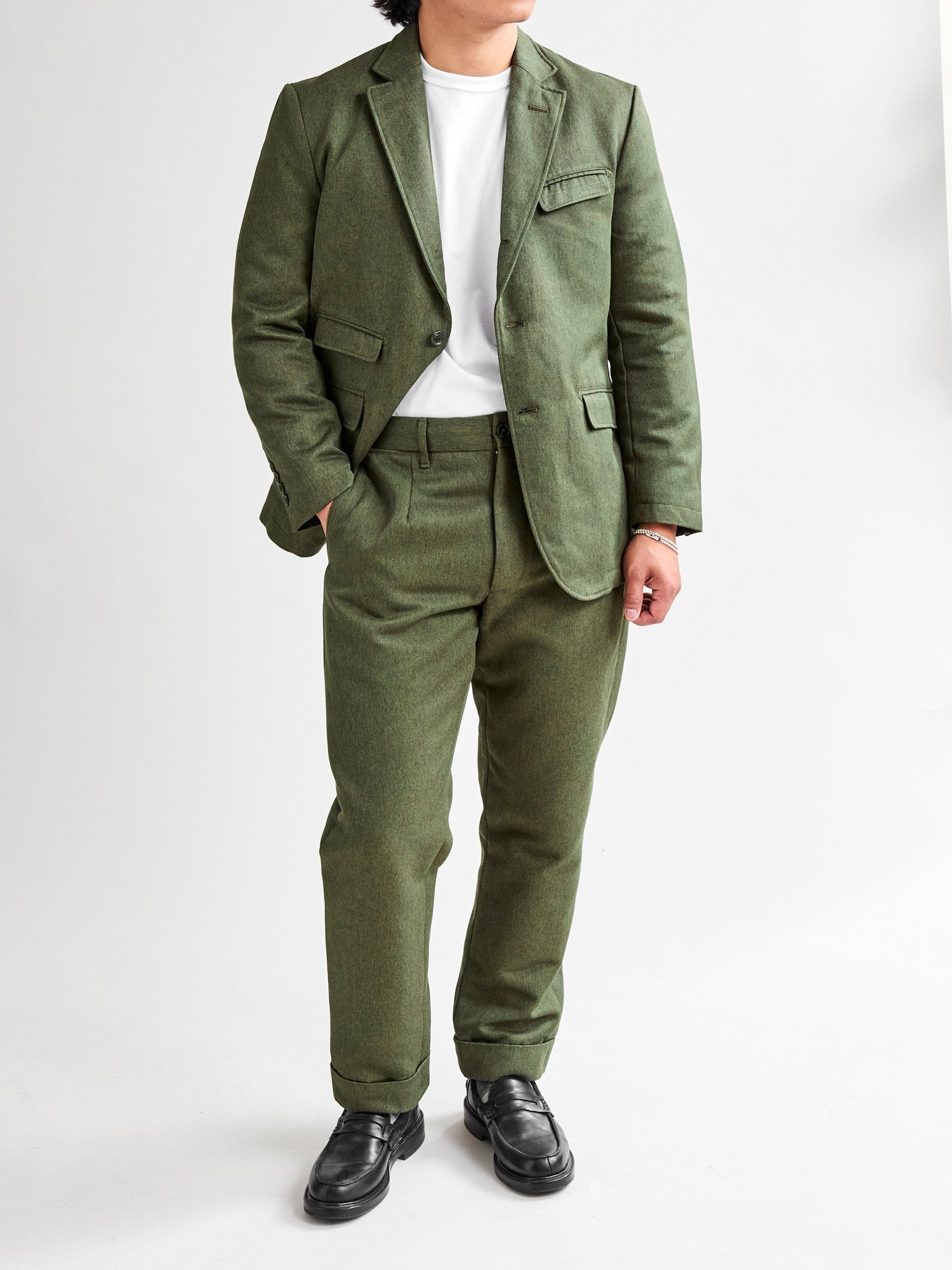 Melange Twill Andover Jacket in Olive - 14