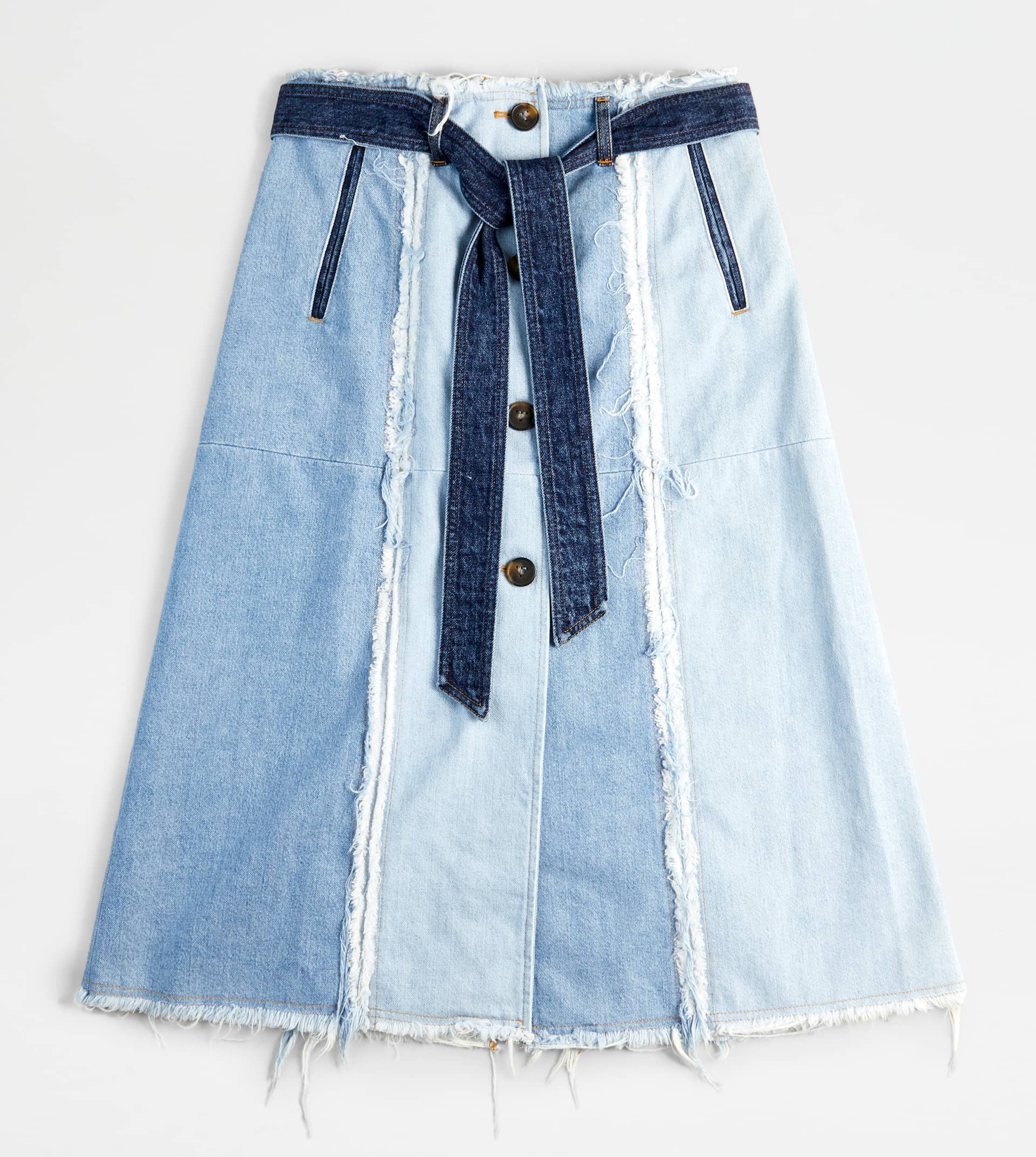 SKIRT IN DENIM - BLUE, LIGHT BLUE - 1