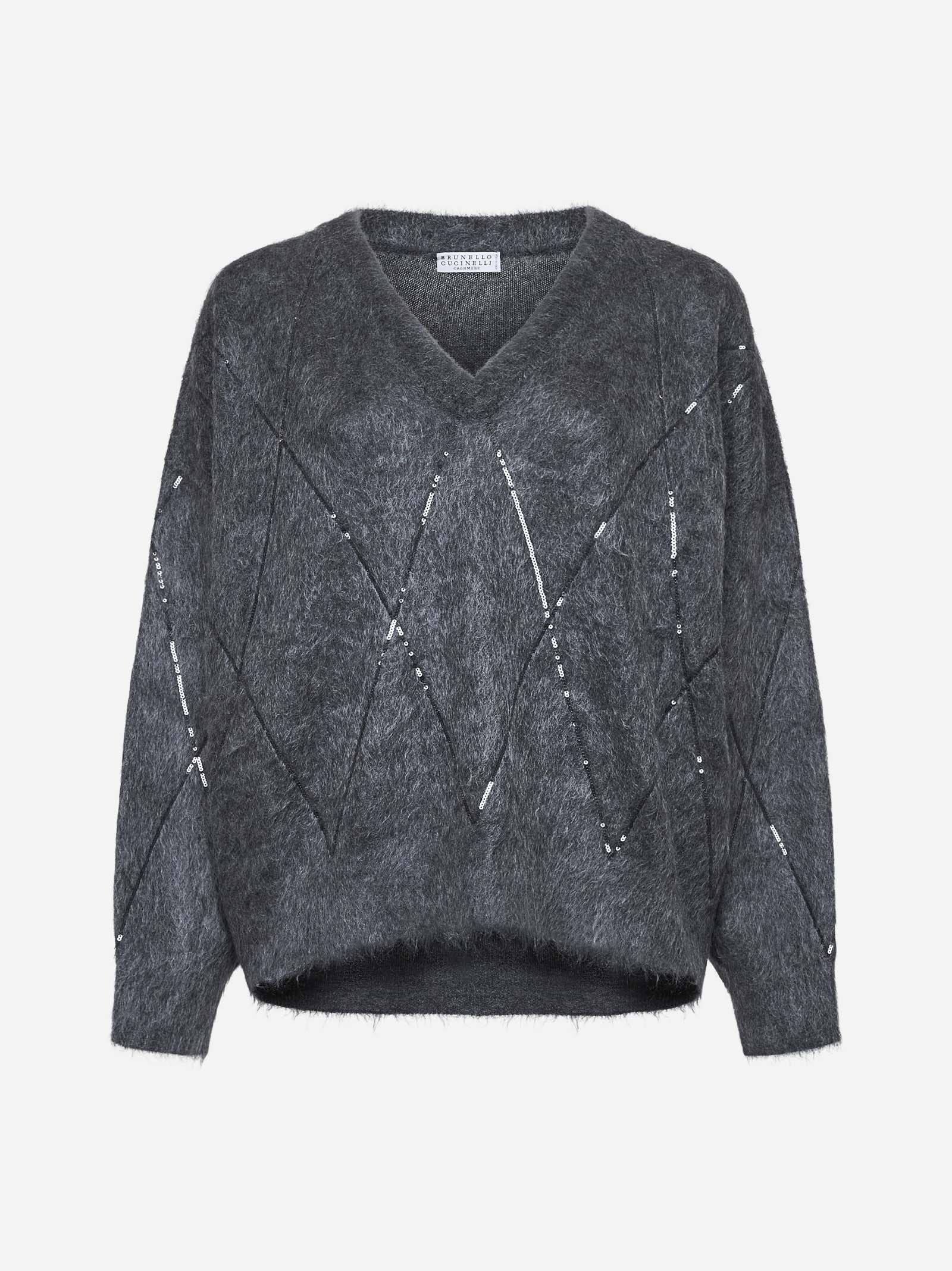 Sequin-embellished mohair-blend sweater - 1