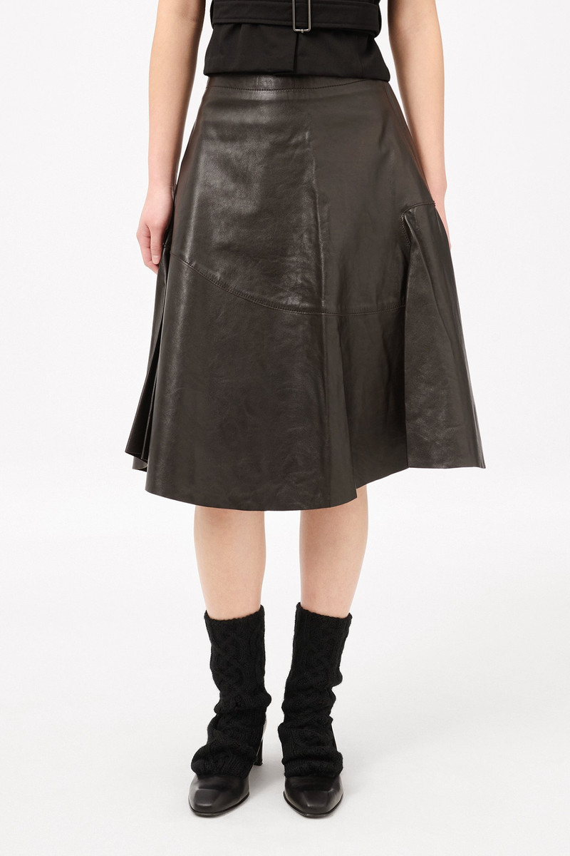 Waltz Skirt Umber Brown Fluid Calfskin 3
