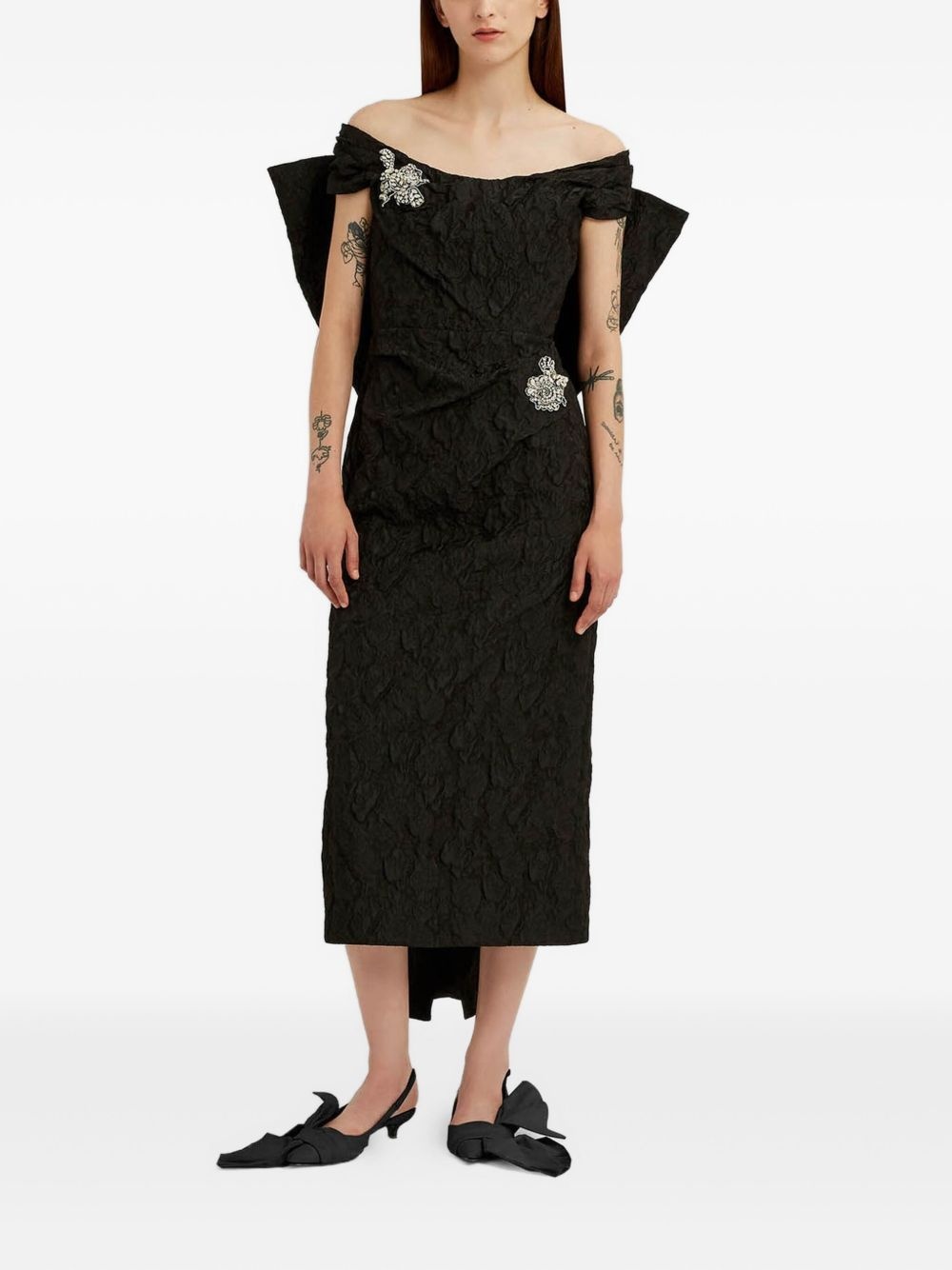 off-shoulder midi dress - 2