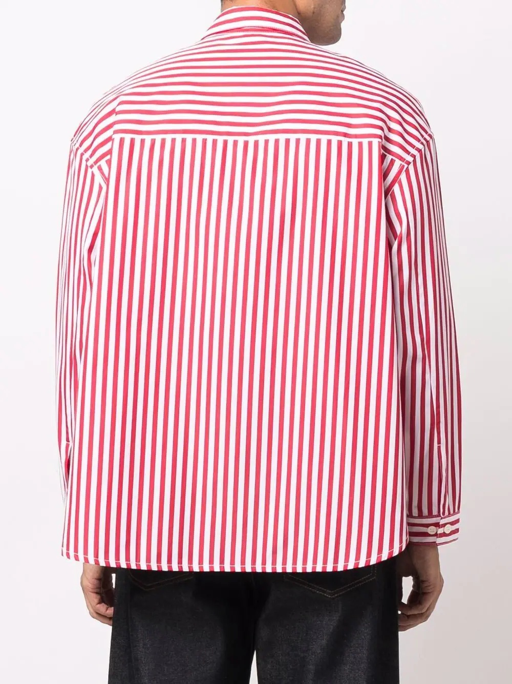 stripe-print cotton overshirt - 4