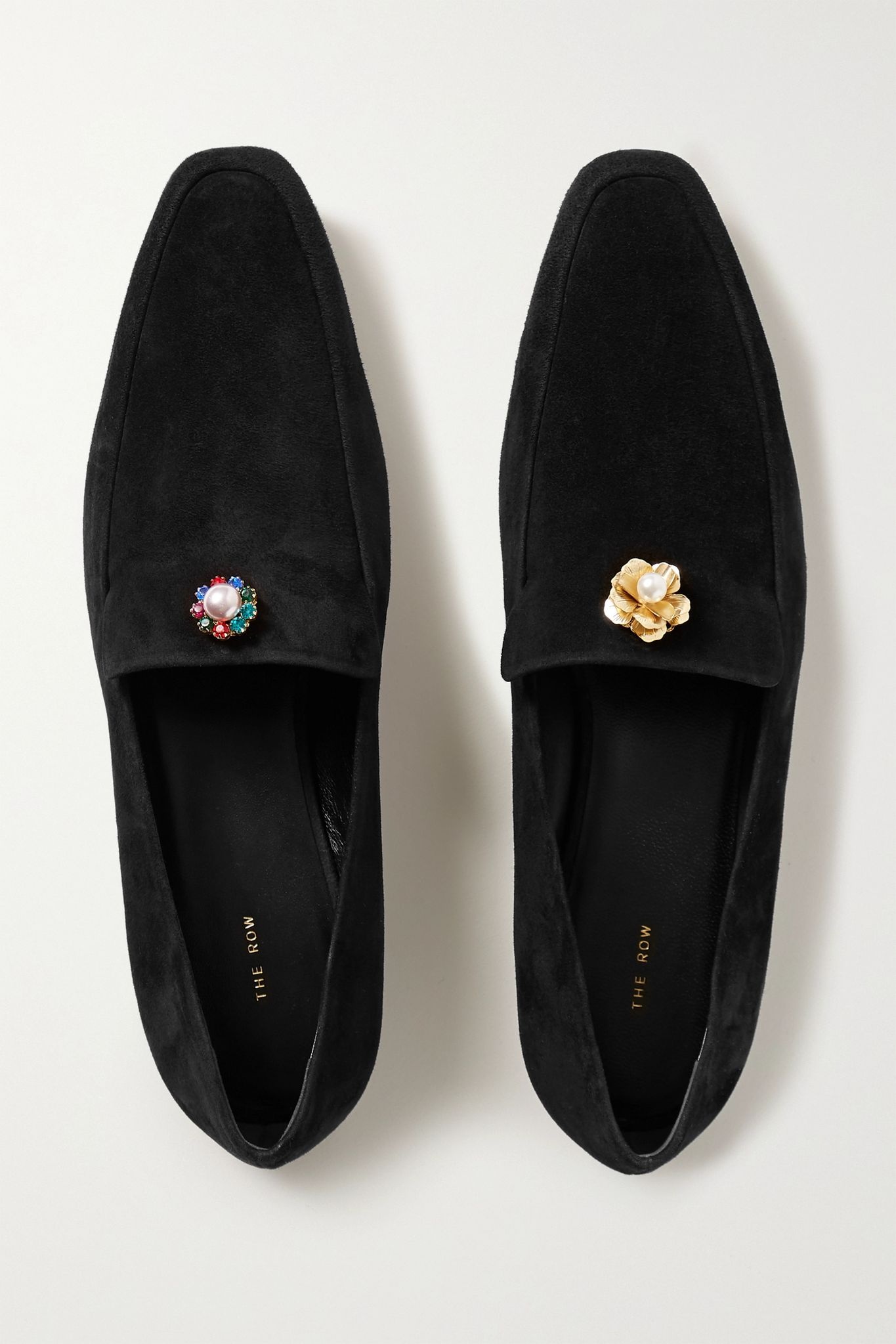 Minimal embellished suede loafers - 1